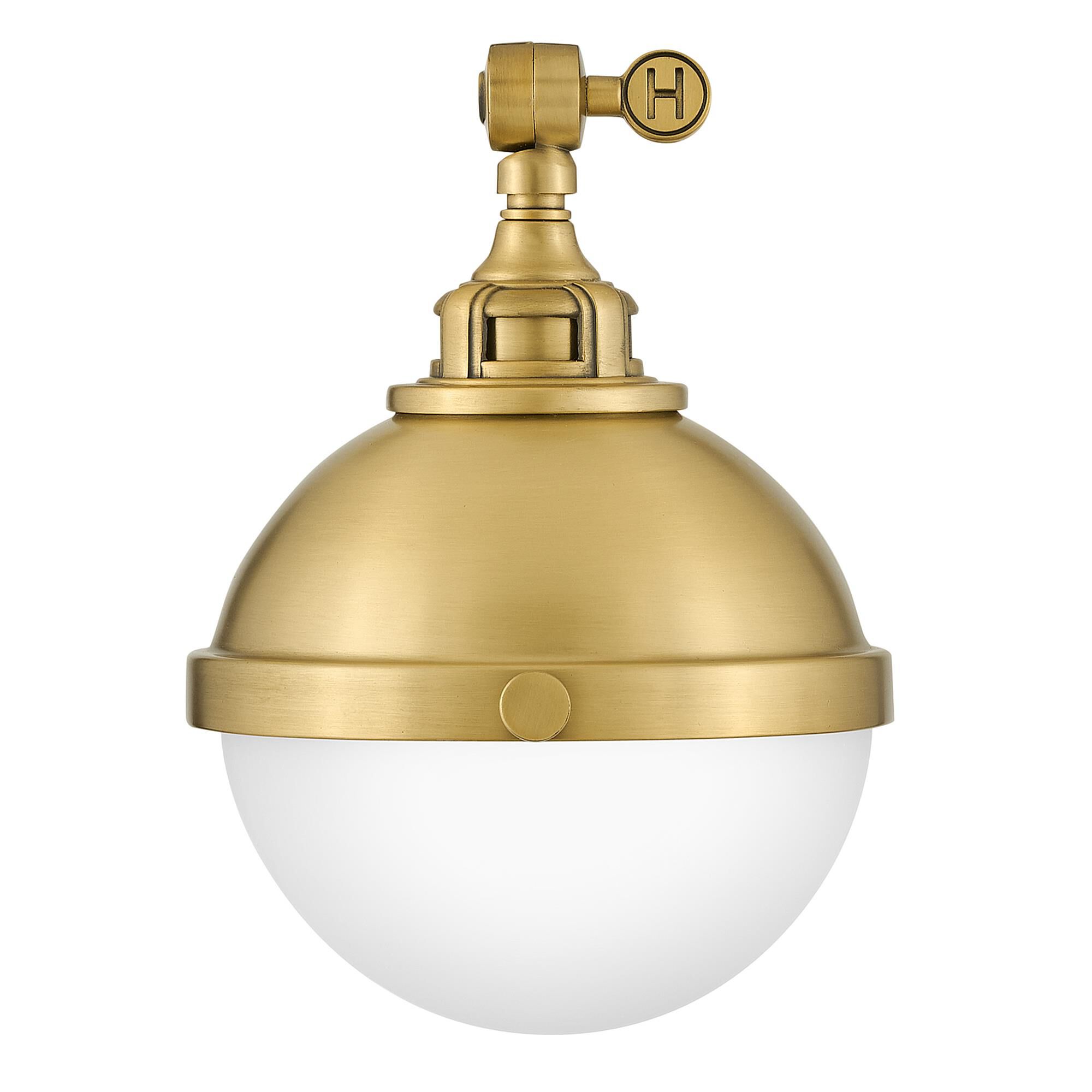 Shown in Satin Brass finish and Etched Opal glass and Satin Brass accent