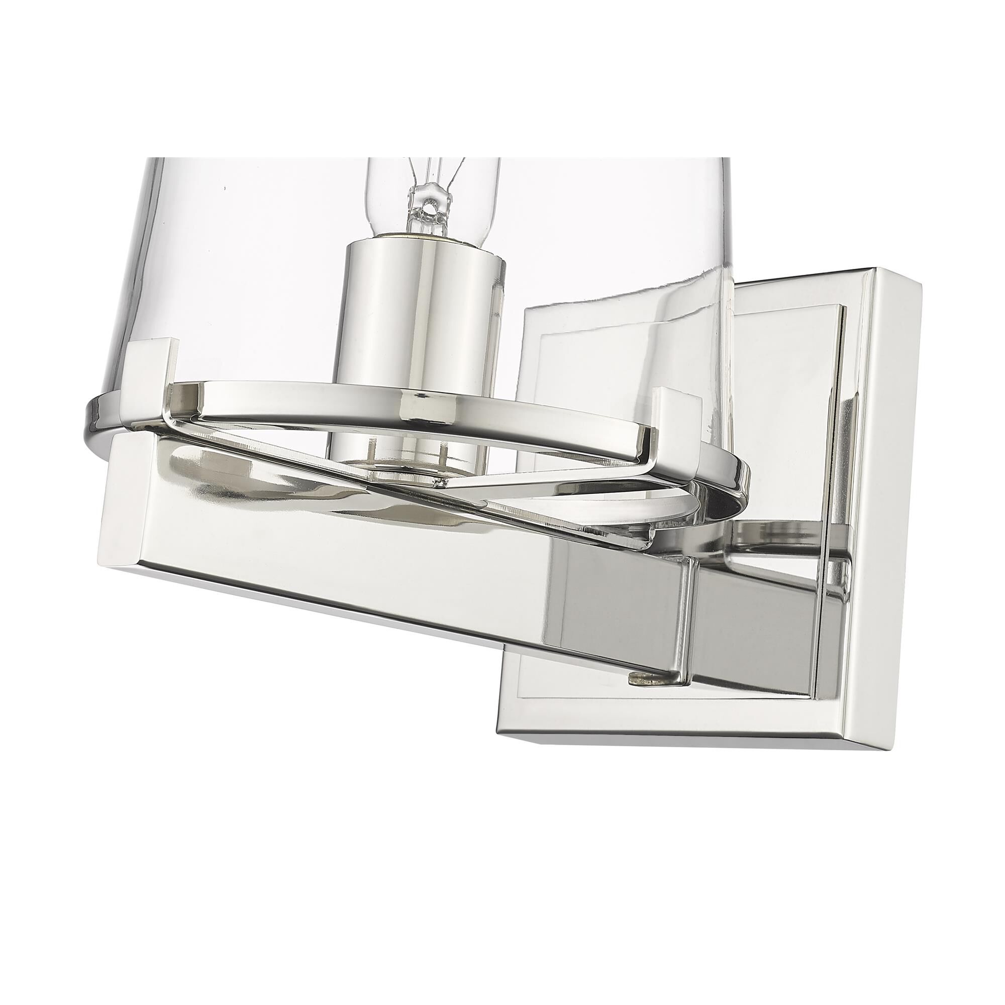 Shown in Polished Nickel finish and Glass shade