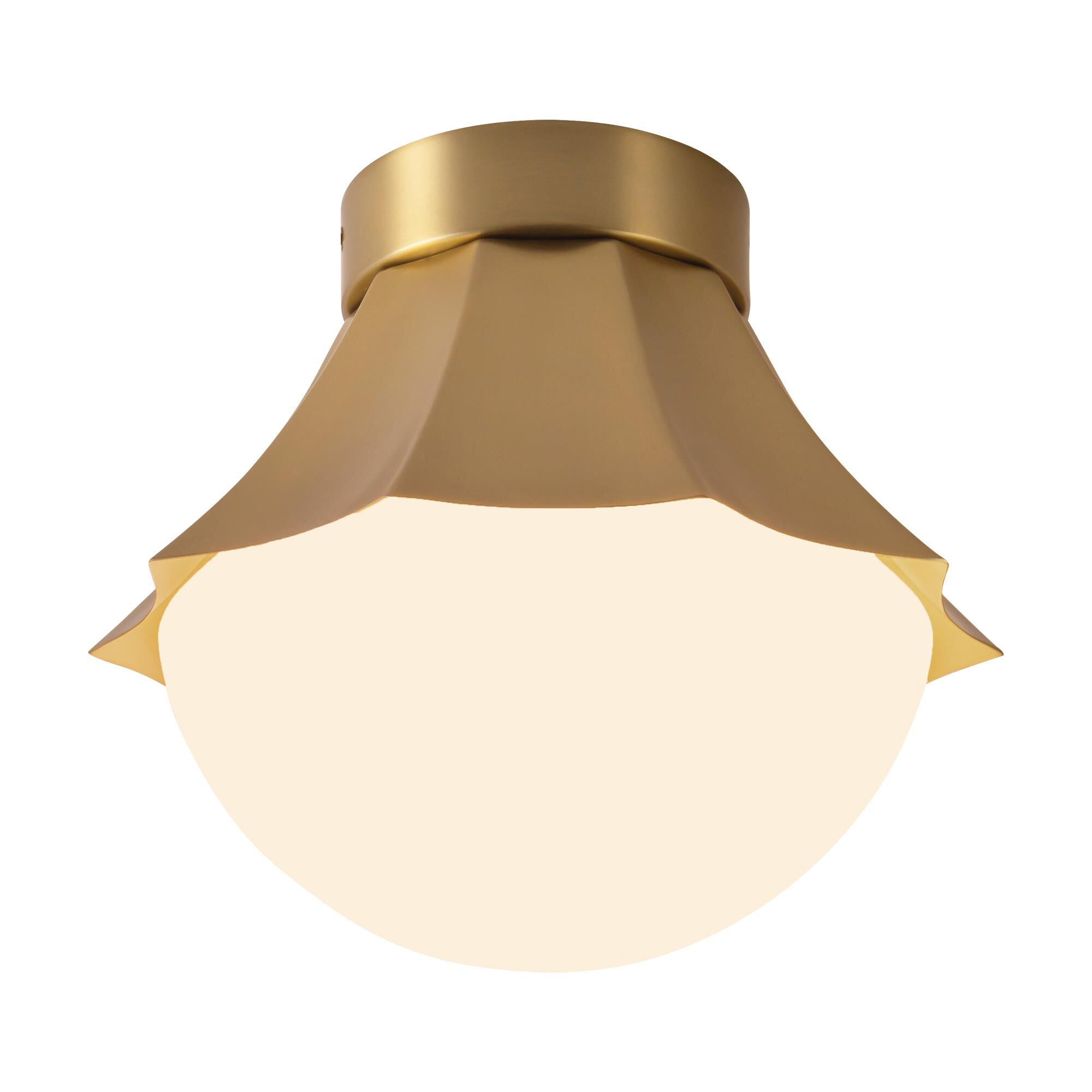 Shown in Brushed Gold finish and Matte Opal glass