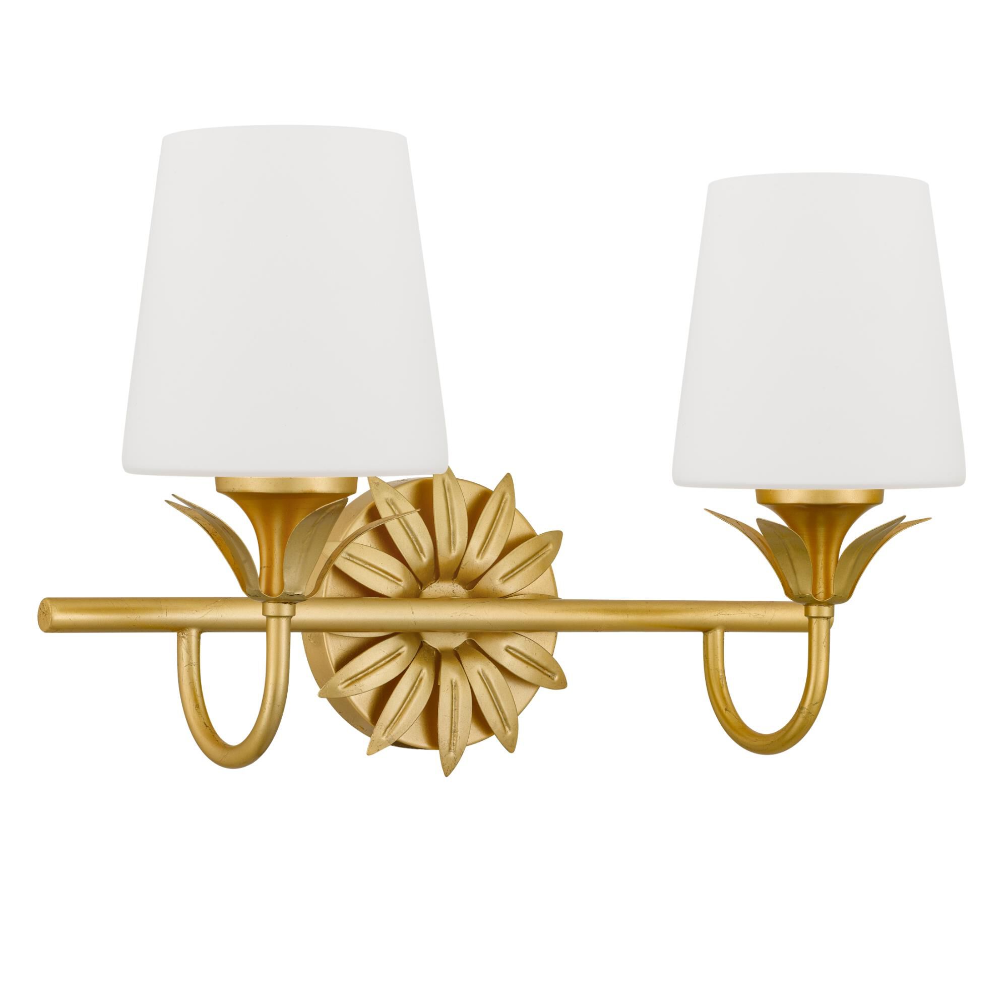 Shown in Gold Leaf finish and Opal Etched Glass shade