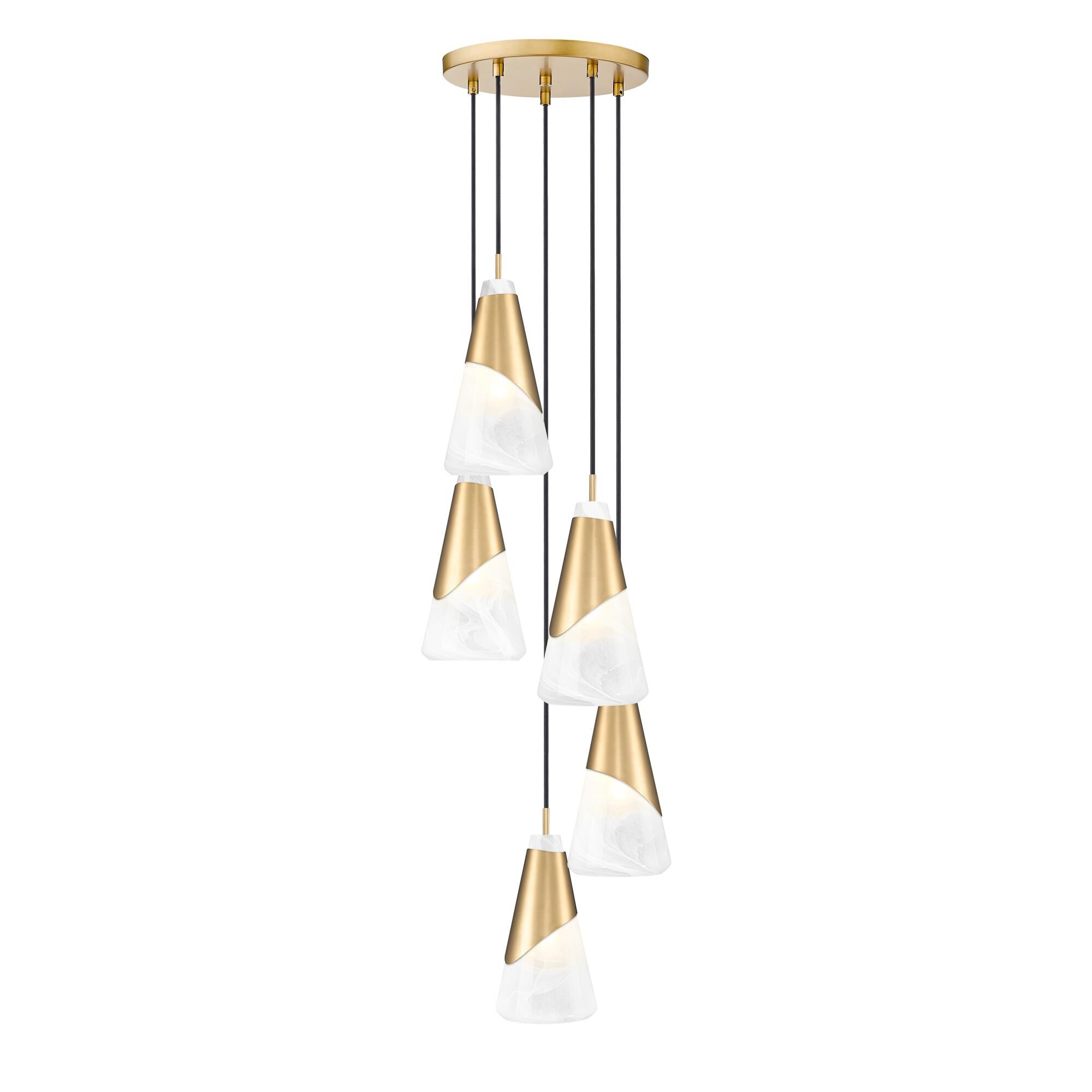 Shown in Modern Gold finish and White Swirl glass and White Swirl shade