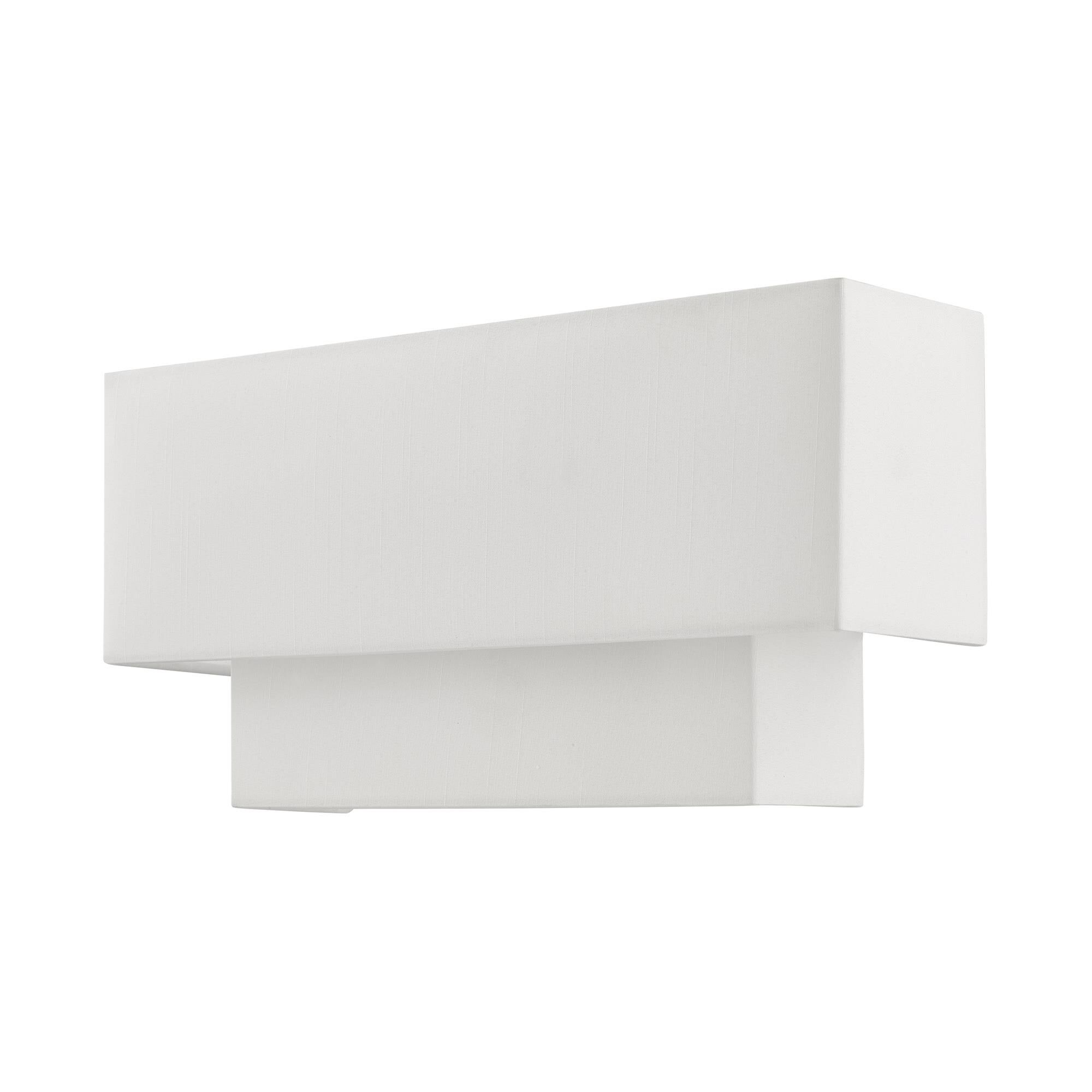 Shown in Brushed Nickel finish and Hand Crafted Off-White Fabric Outside & White Fabric Inside Hardback shade