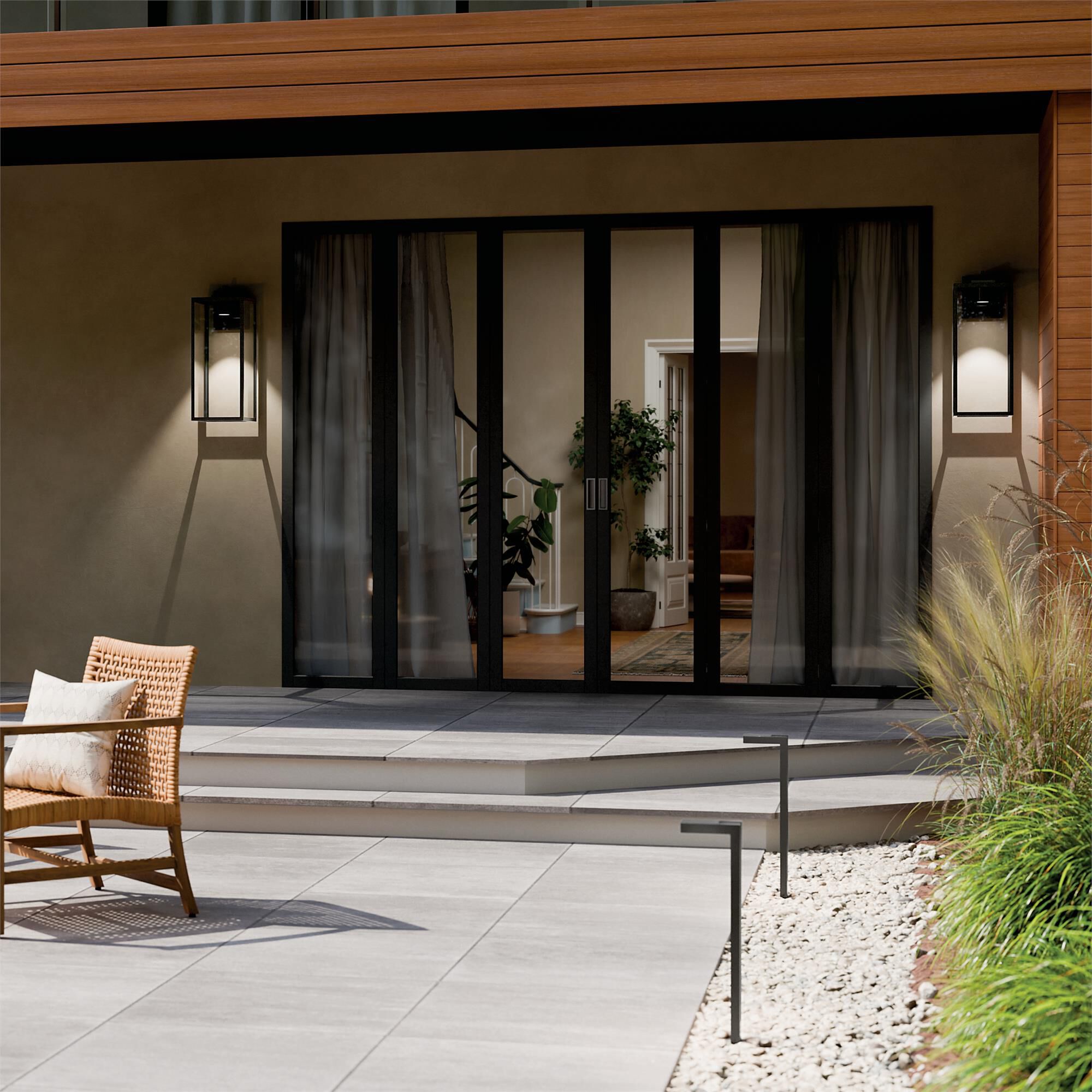 Shown in Textured Black finish and Clear glass and Metal shade