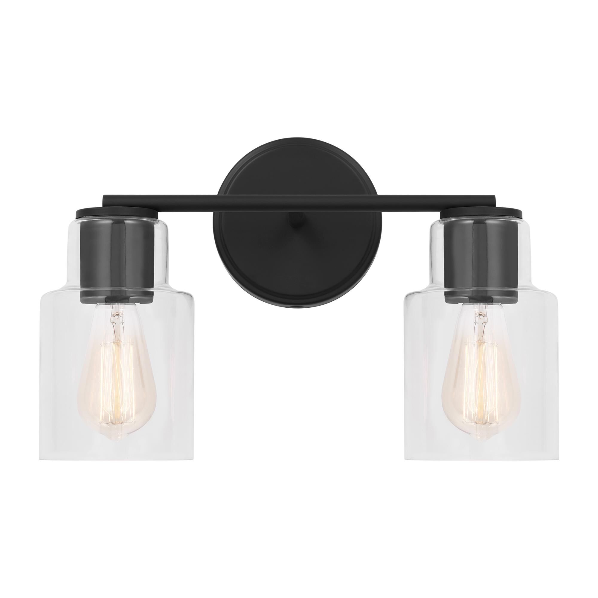 Shown in Midnight Black finish and Clear Glass s shade