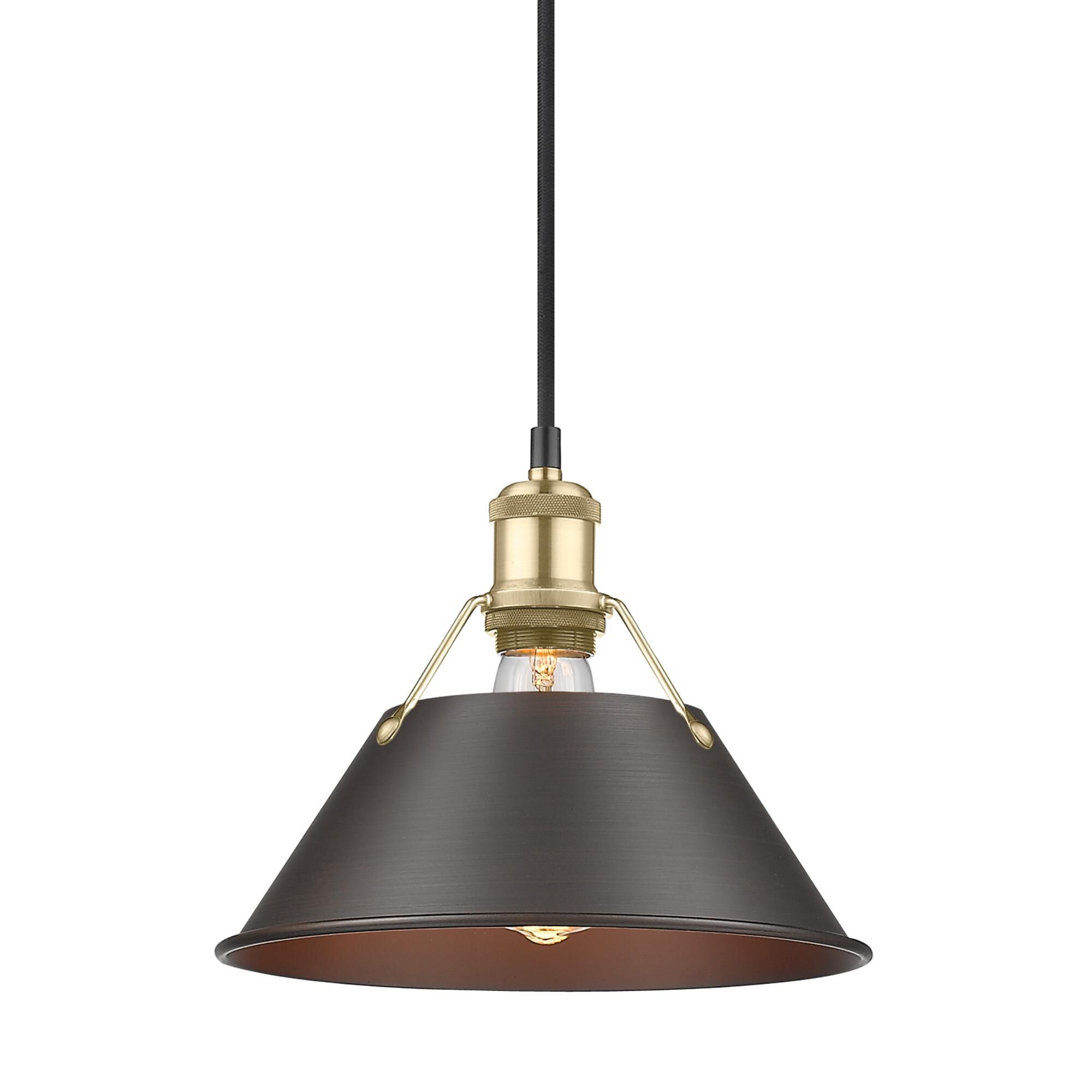 Shown in Brushed Champagne Bronze finish and Without Glass glass and Rubbed Bronze shade