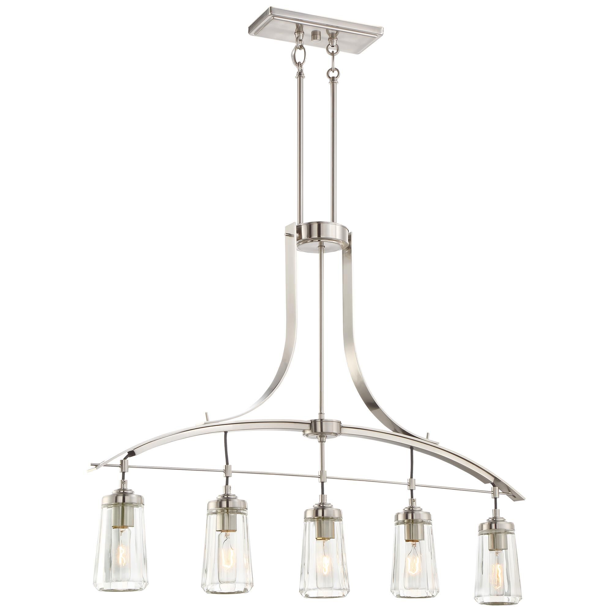 Shown in Brushed Nickel finish and Clear glass