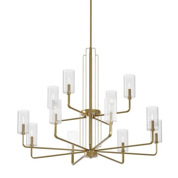 Shown in Brushed Natural Brass finish and Clear Fluted glass