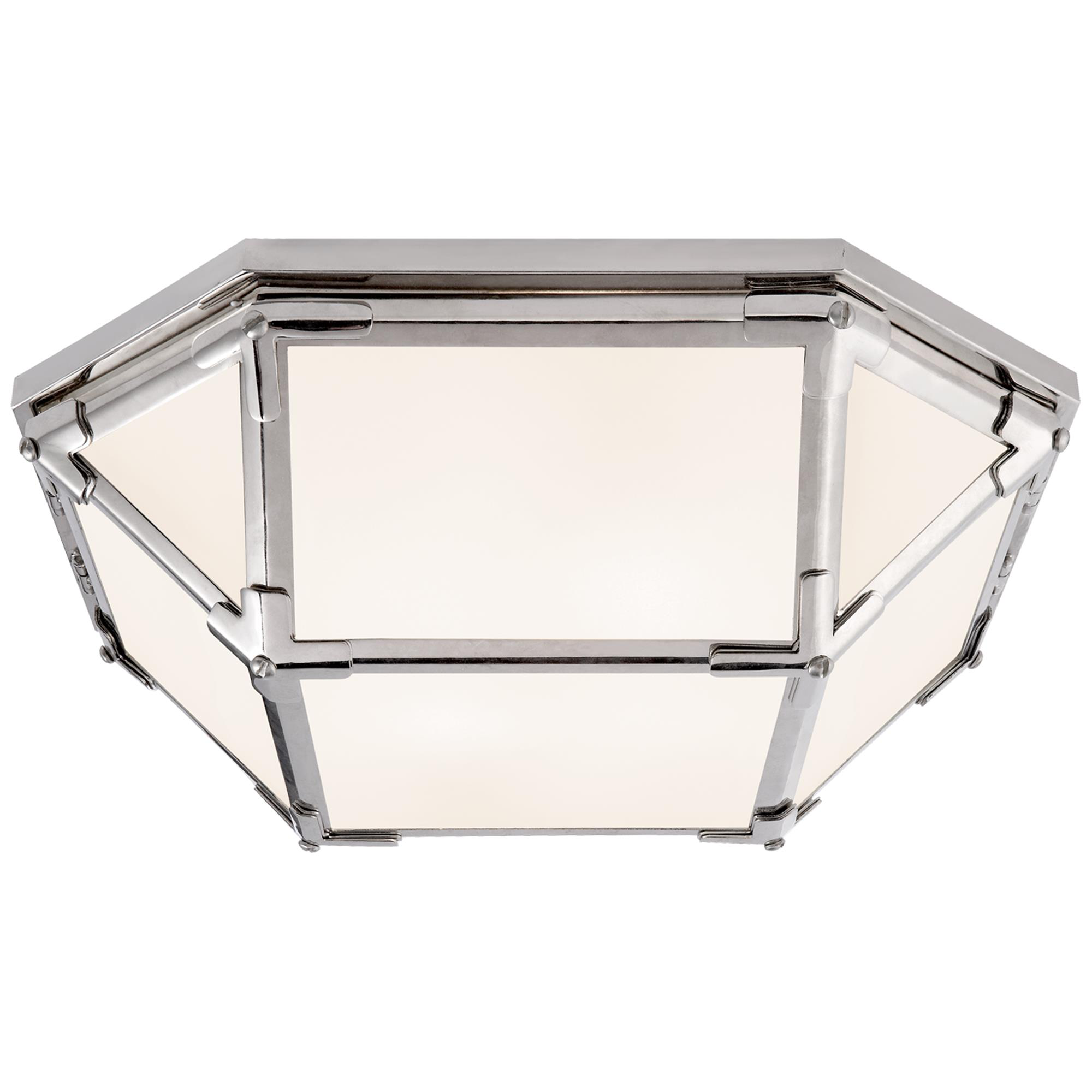 Shown in Polished Nickel finish and White glass and White Glass shade