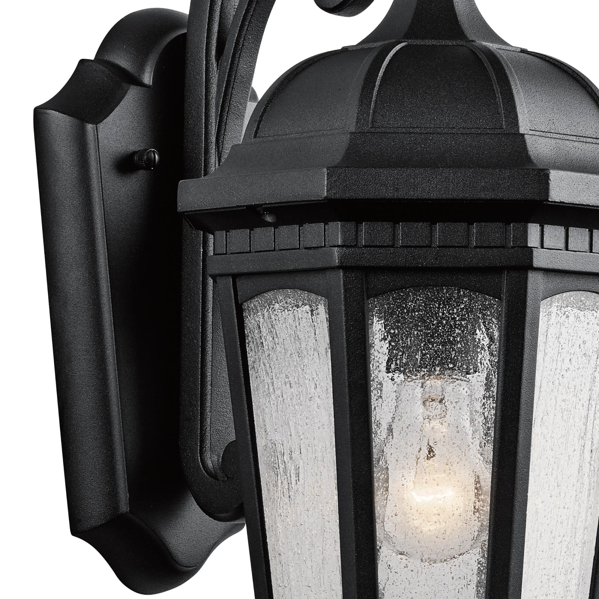 Shown in Textured Black finish and Clear Seeded glass