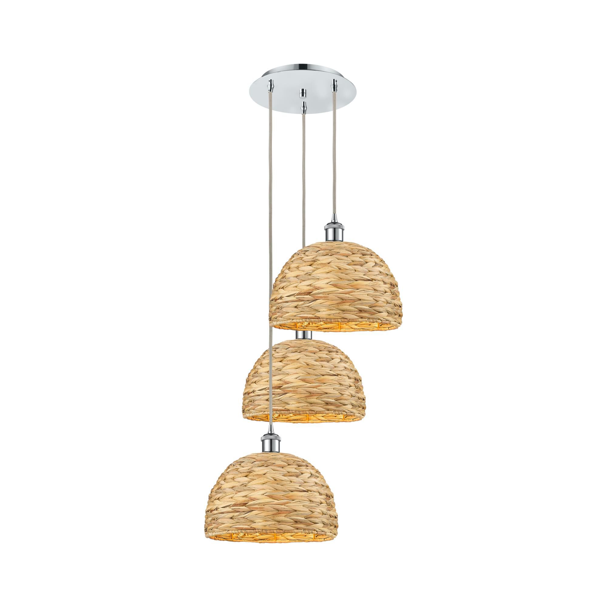 Bruno Marashlian Woven Rattan 19 Inch Multi Light Pendant by Innovations Lighting