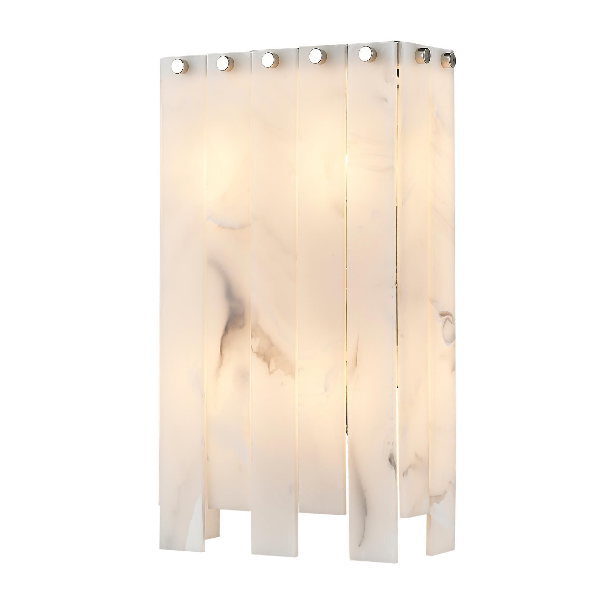 Shown in Polished Nickel finish and Alabaster Resin shade