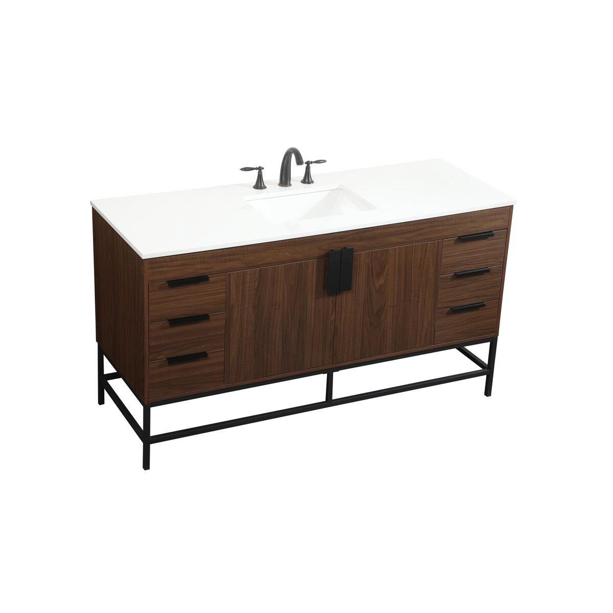 Shown in Walnut finish and Without Backsplash accent