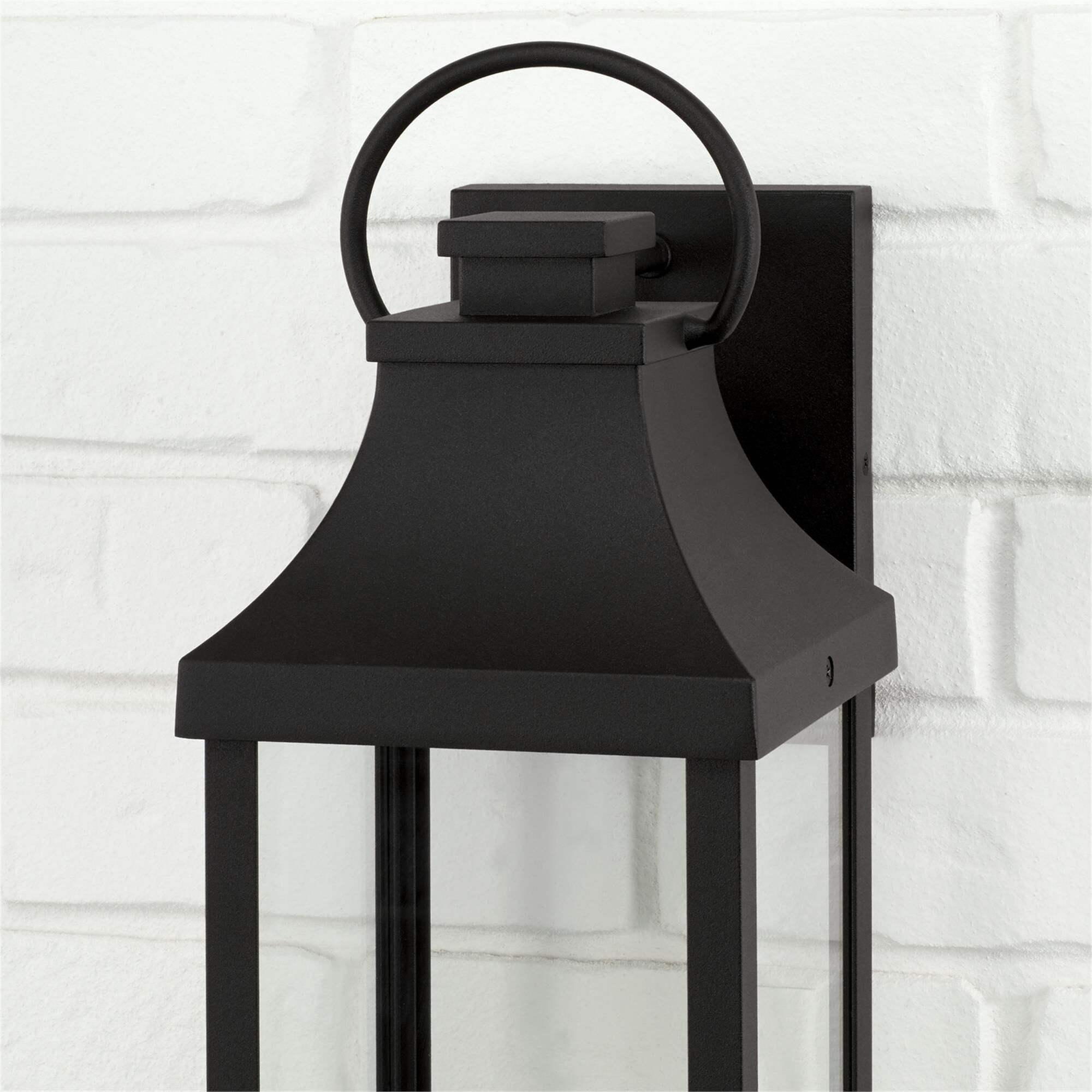 Shown in Black finish and Clear glass