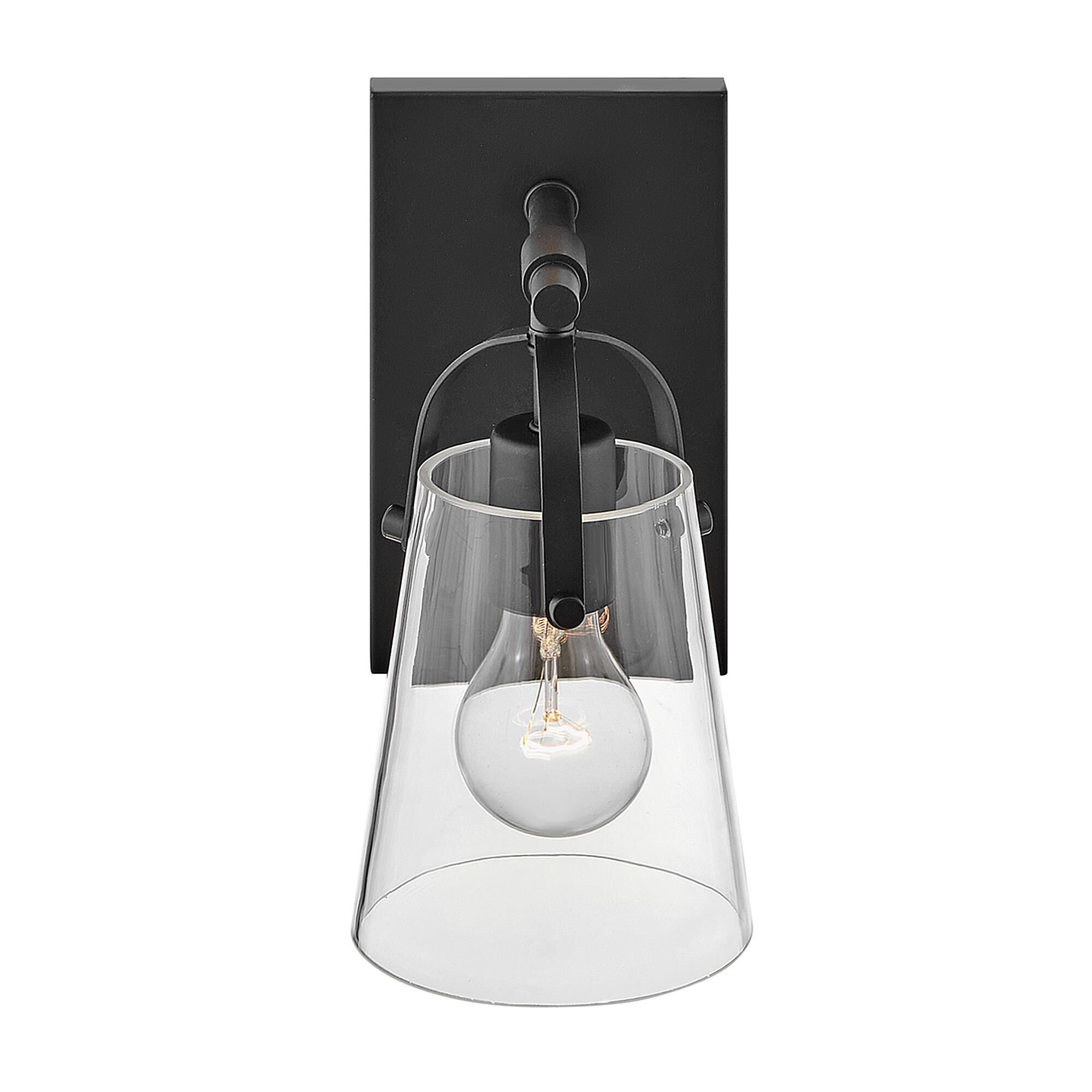 Shown in Black finish and Clear glass