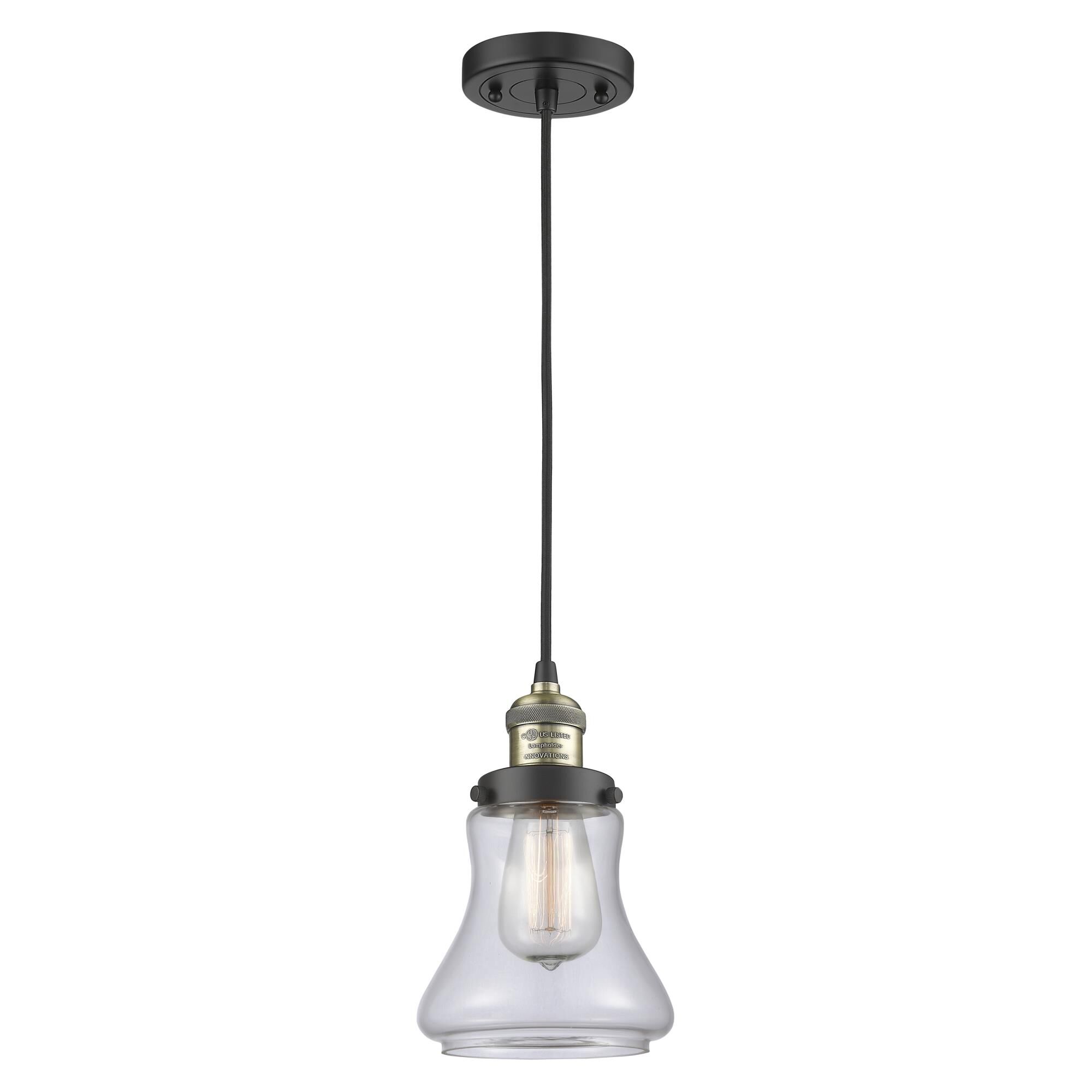 Shown in Black Antique Brass finish and Clear glass