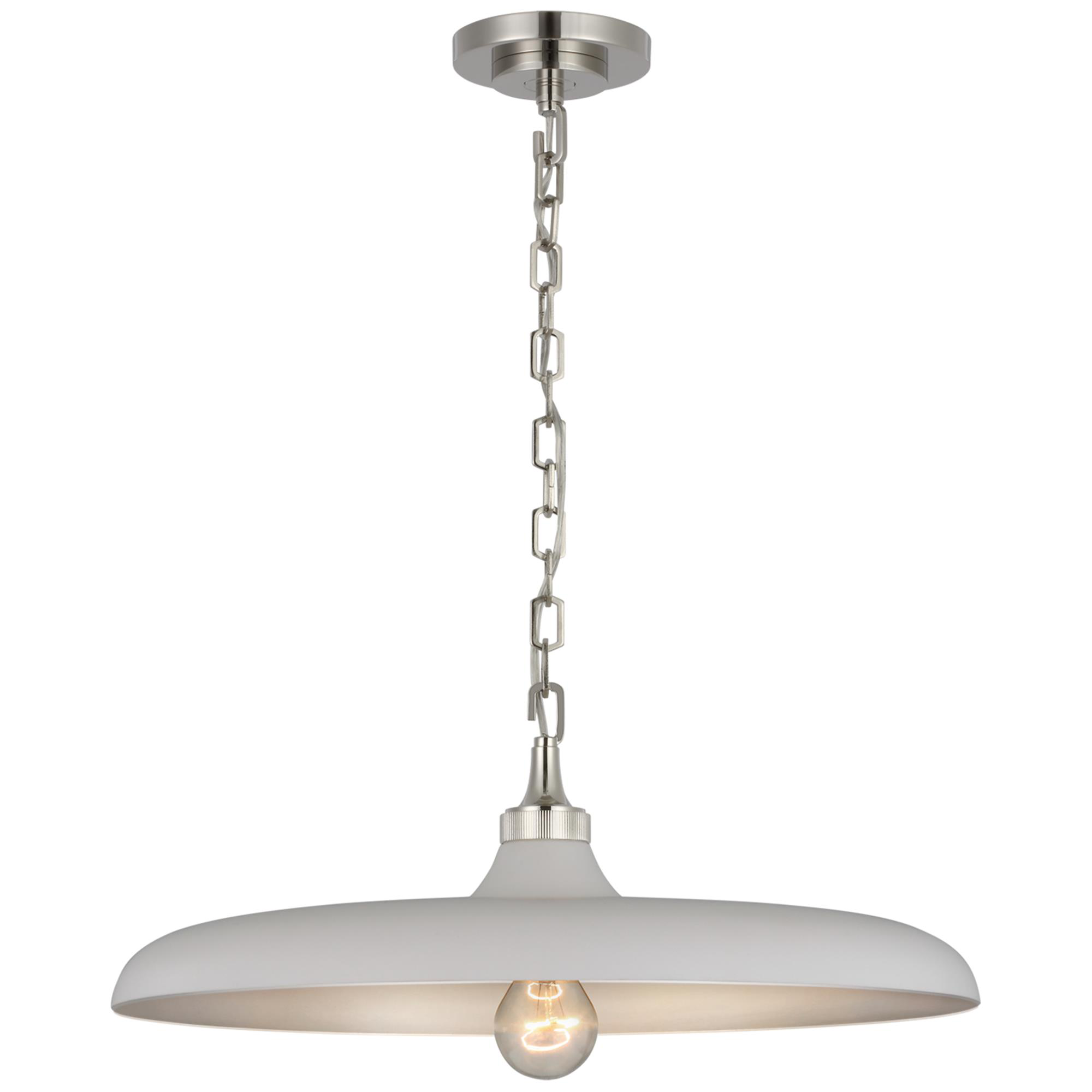Shown in Polished Nickel finish and Plaster White shade