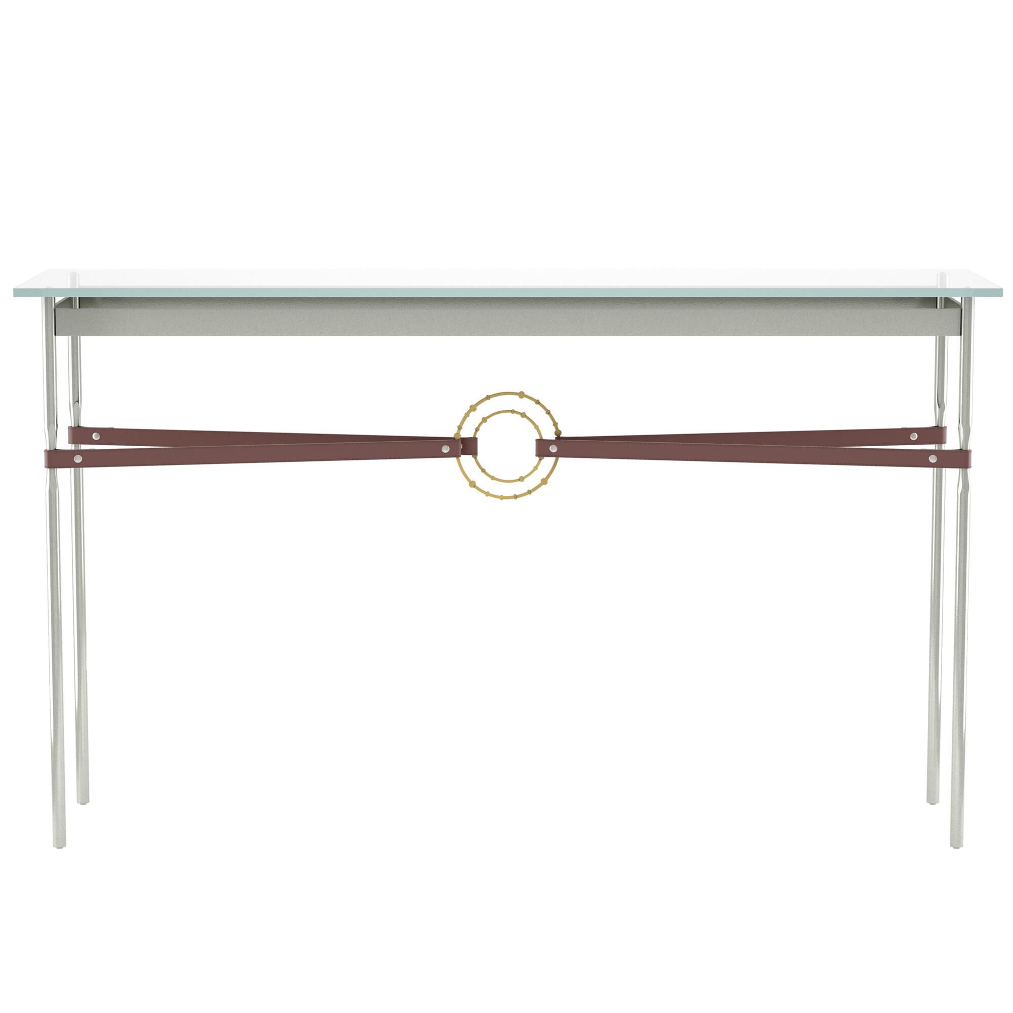 Shown in Sterling finish and Modern Brass with Leather British Brown  accent