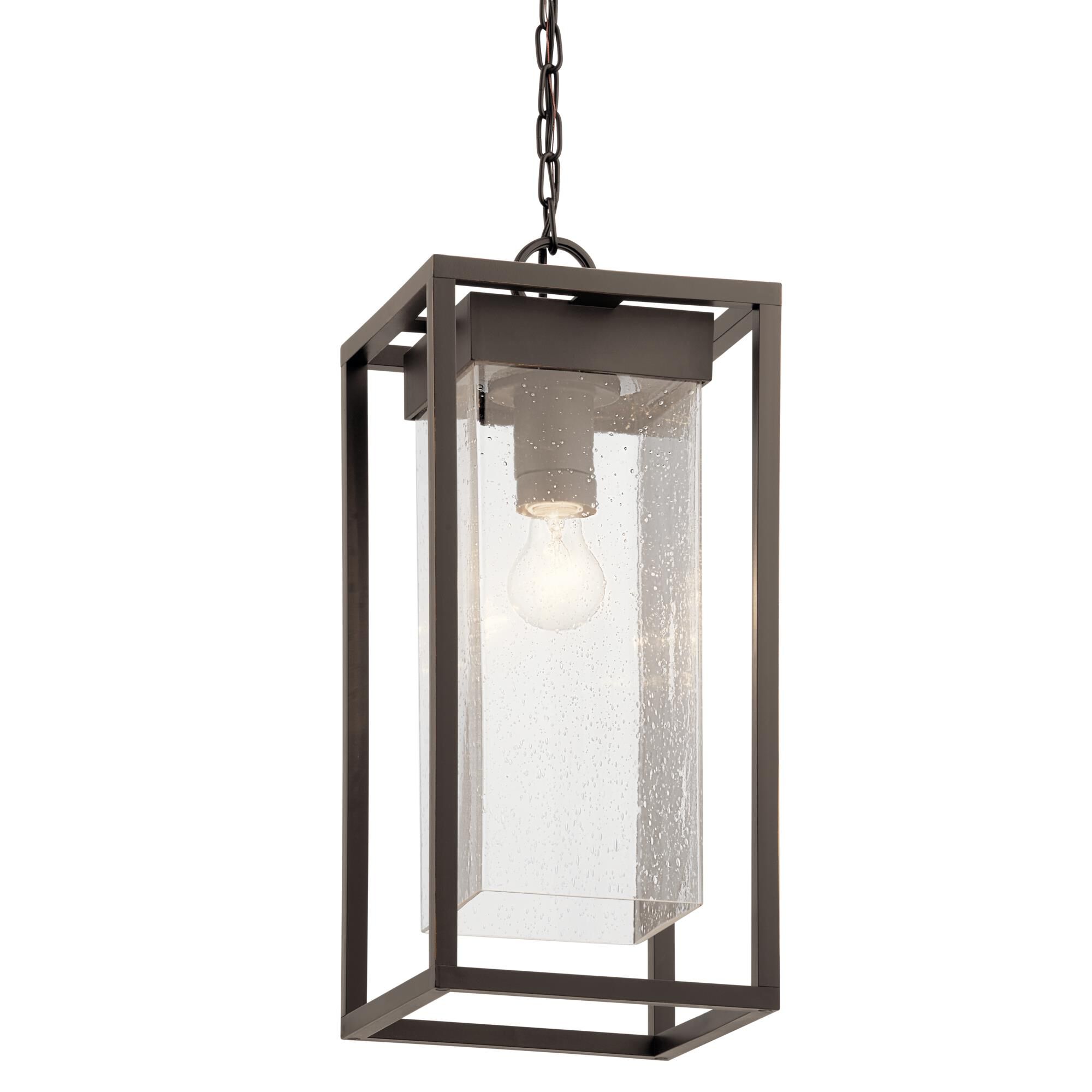 Shown in Olde Bronze finish and Clear Seeded glass