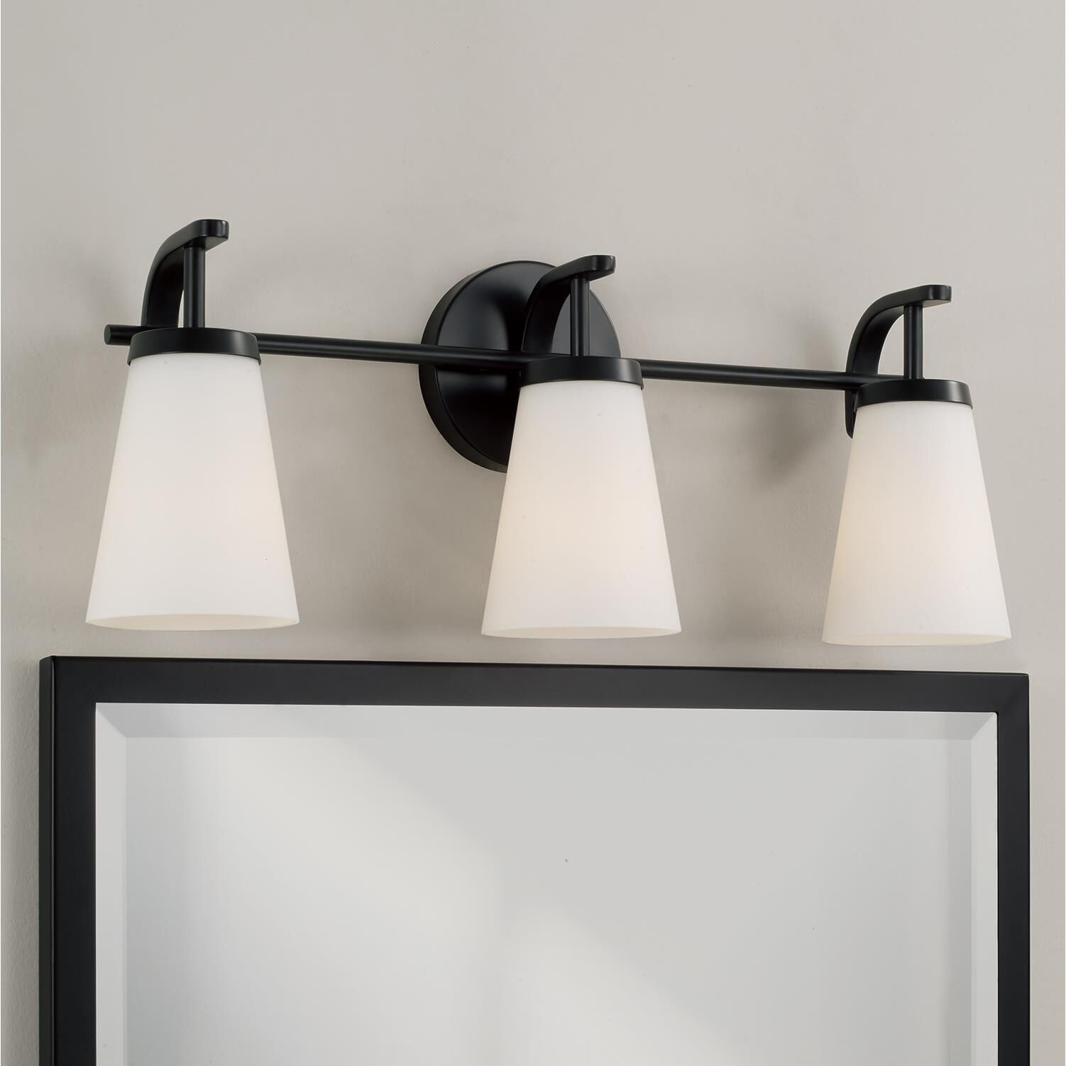 Shown in Matte Black finish and Soft White glass
