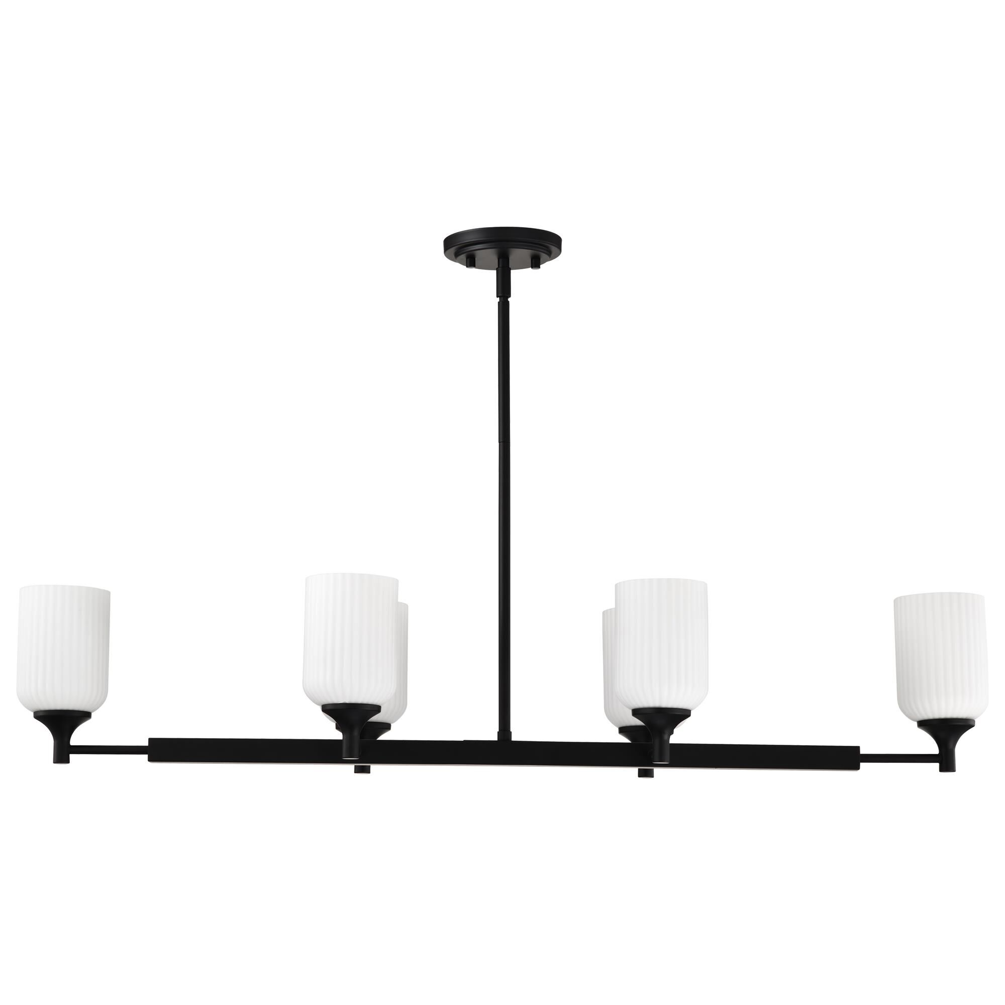 Shown in Matte Black finish and Frosted Ribbed glass
