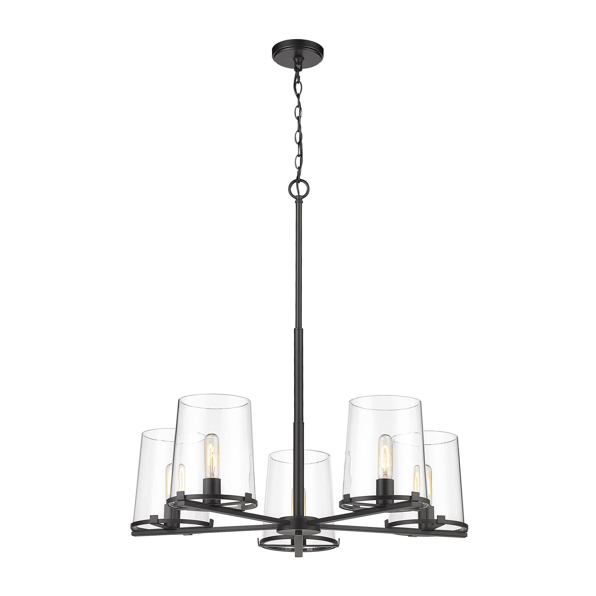 Shown in Matte Black finish and Glass shade