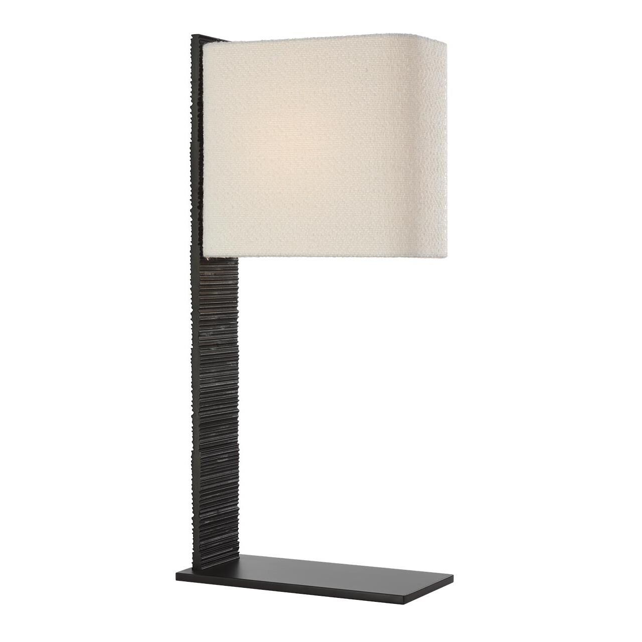 Shown in Ridged Carbon finish and Boucle Rectangle shade