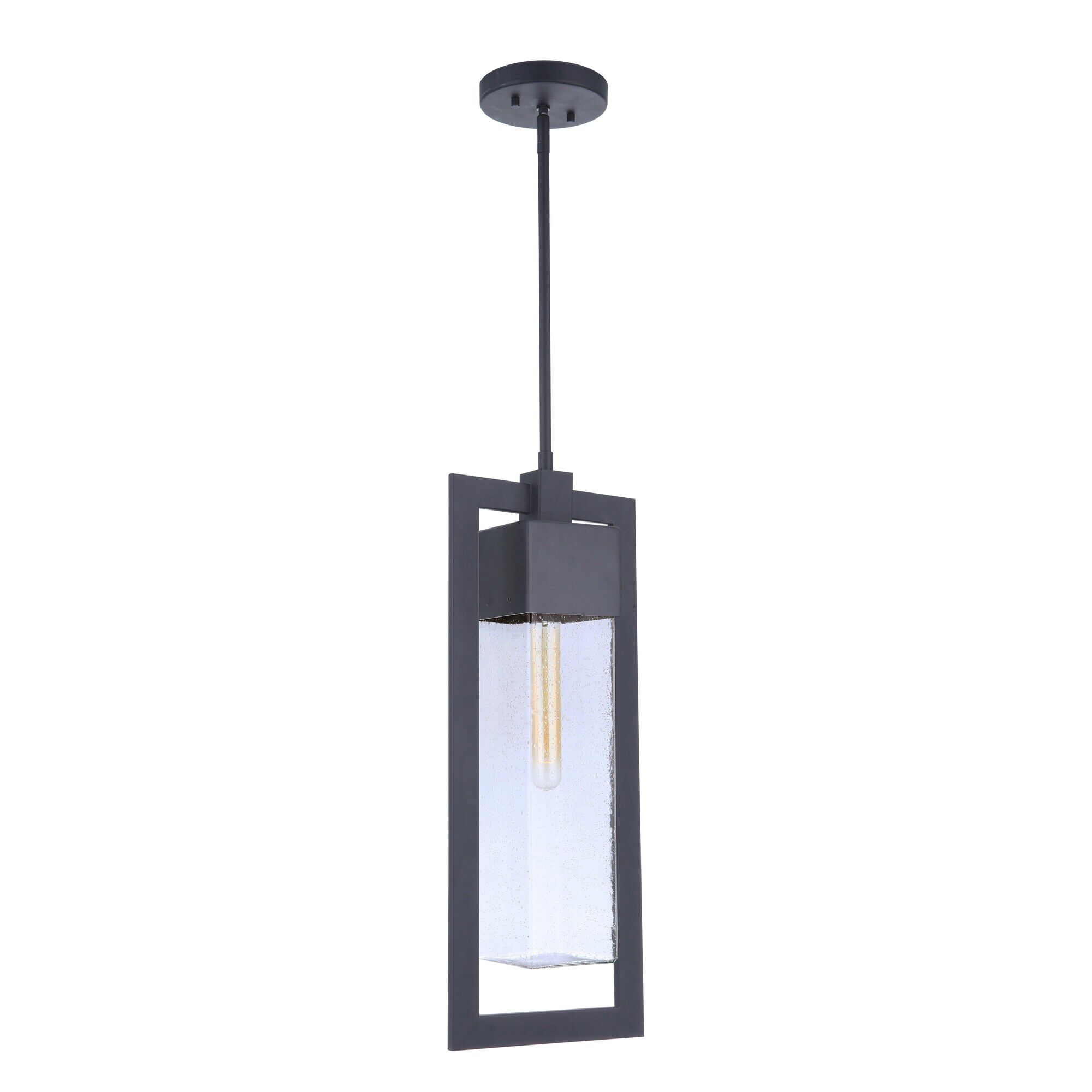 Shown in Midnight finish and Clear Seeded glass and Glass shade