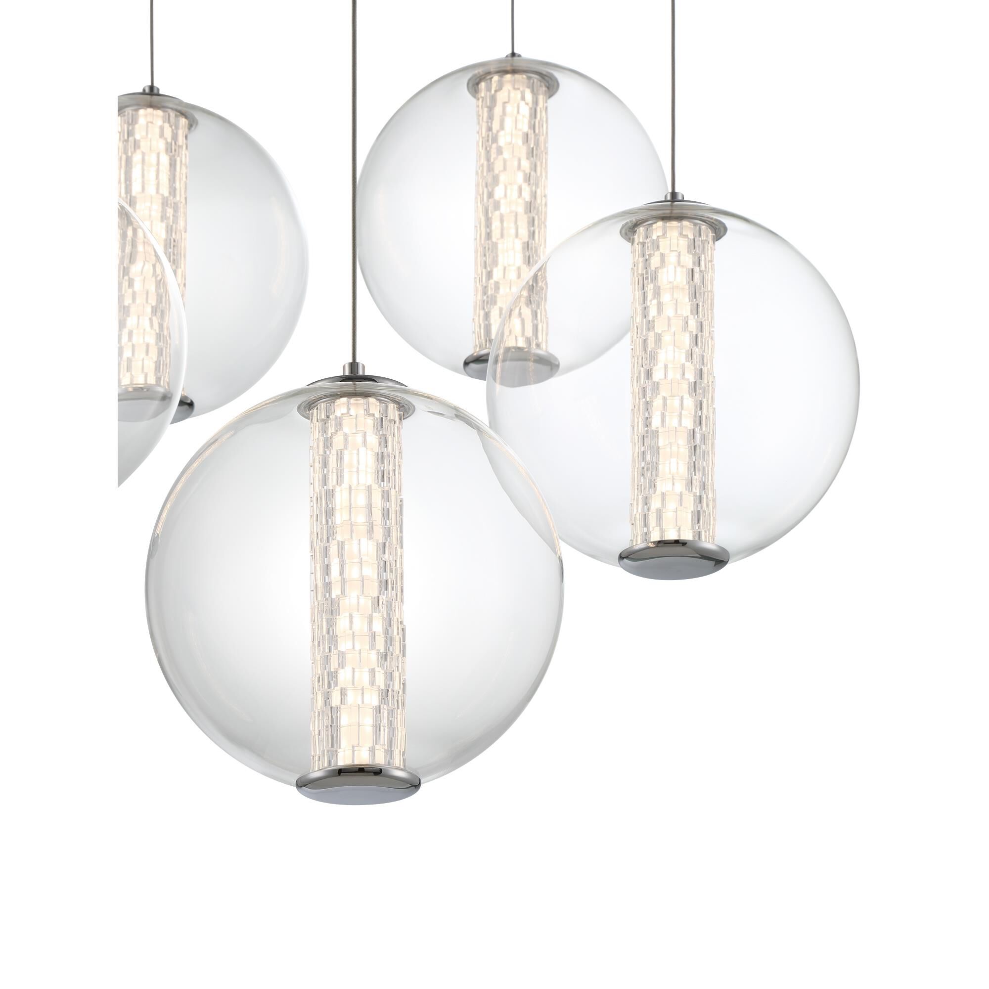 Shown in Chrome finish and Clear glass