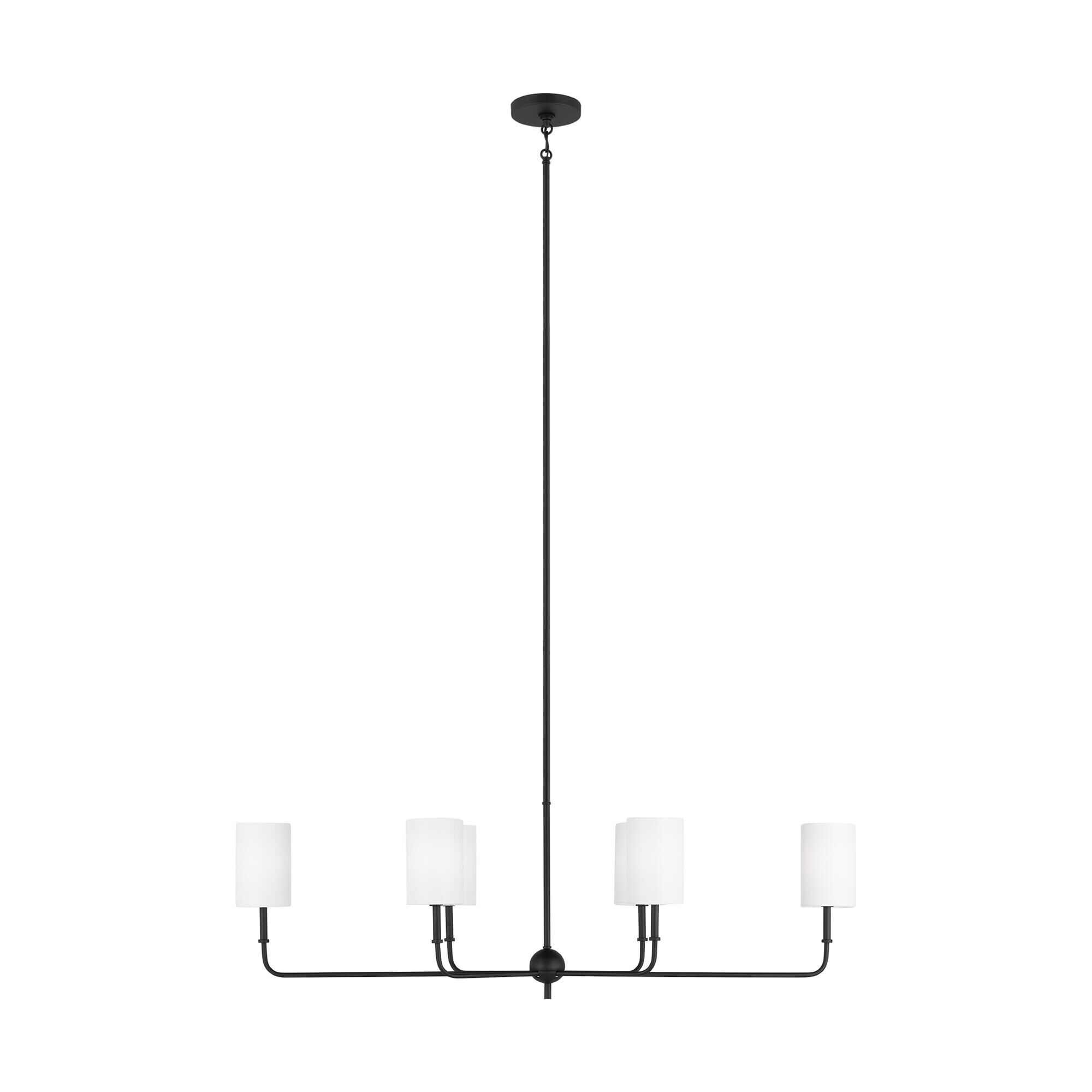 Shown in Midnight Black finish and White Linen glass and White Linen Fabric s shade