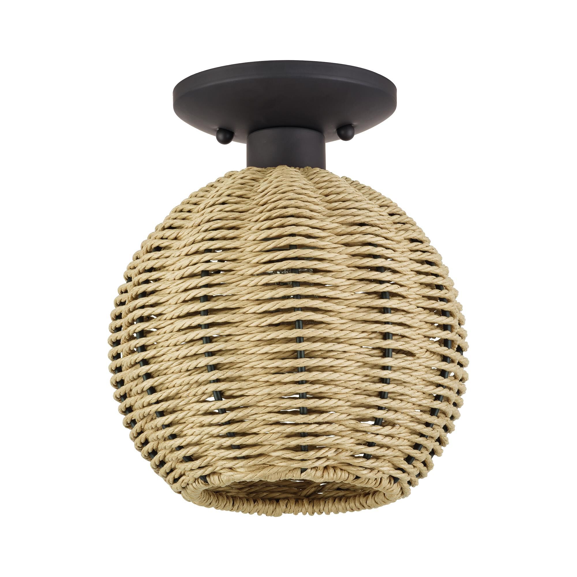 Shown in Bronze finish and Hand-Woven French Beige Paper Rope shade