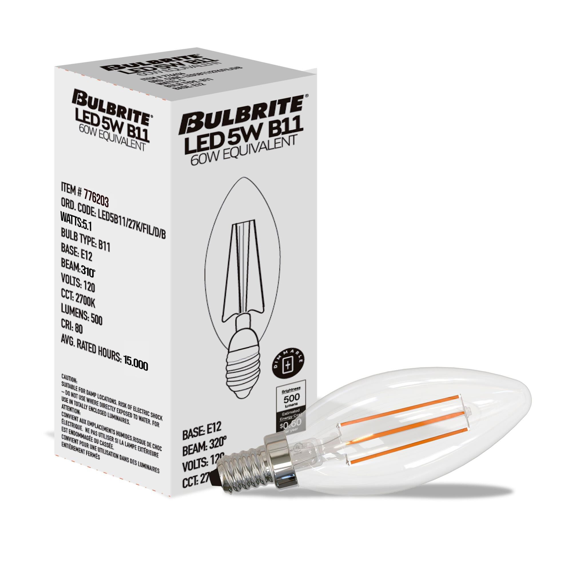 Candelabra Base E12 2700K LED Light Bulb by Bulbrite