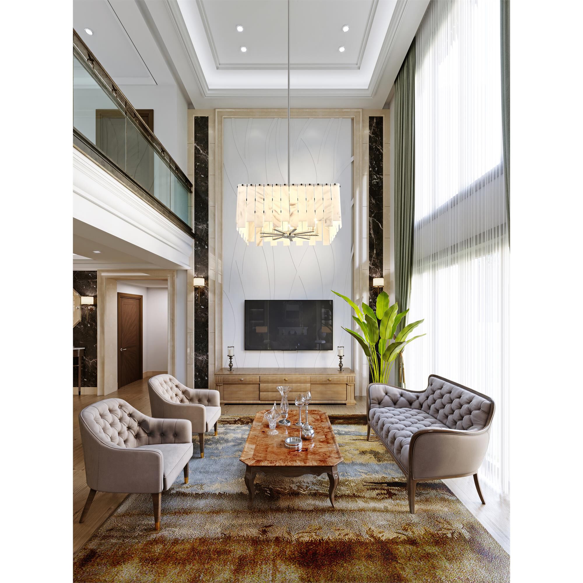 Shown in Polished Nickel finish and Alabaster Resin shade