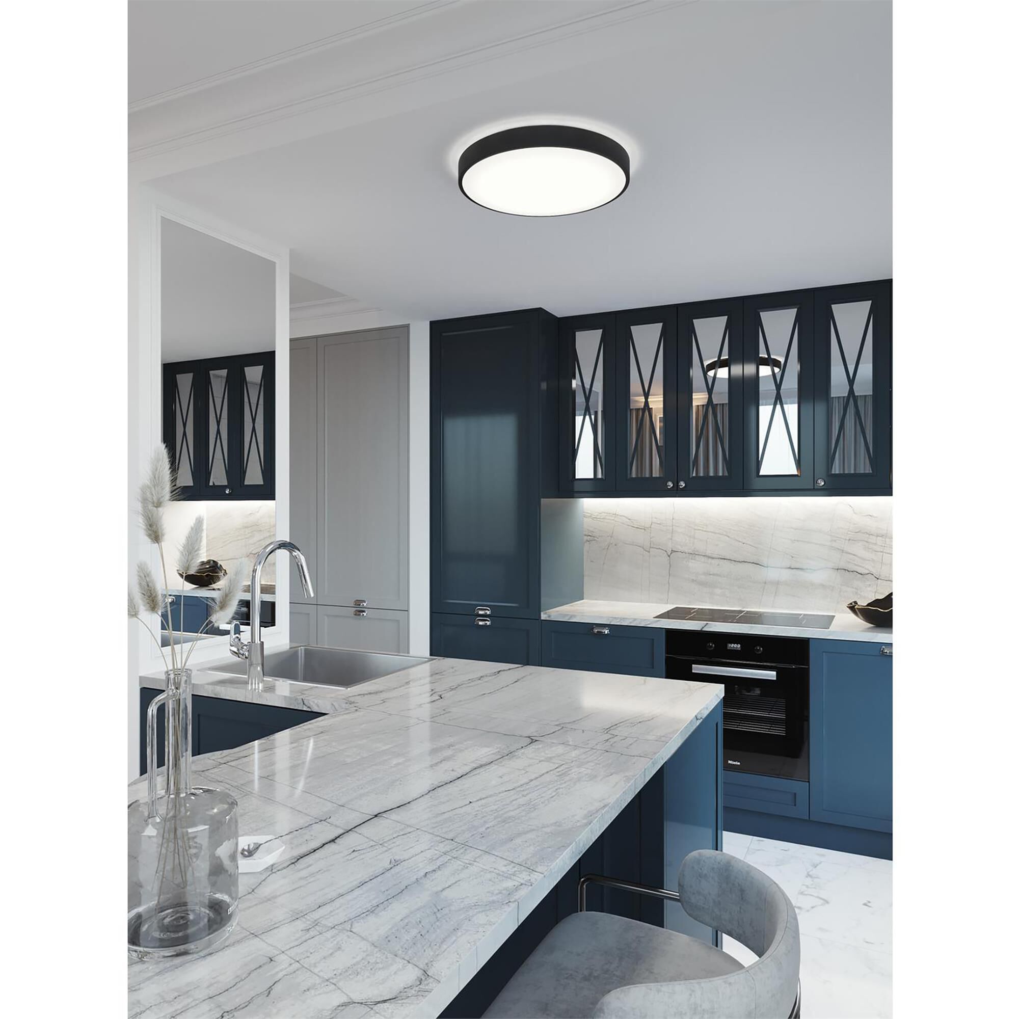 Shown in Black finish and White Acrylic shade