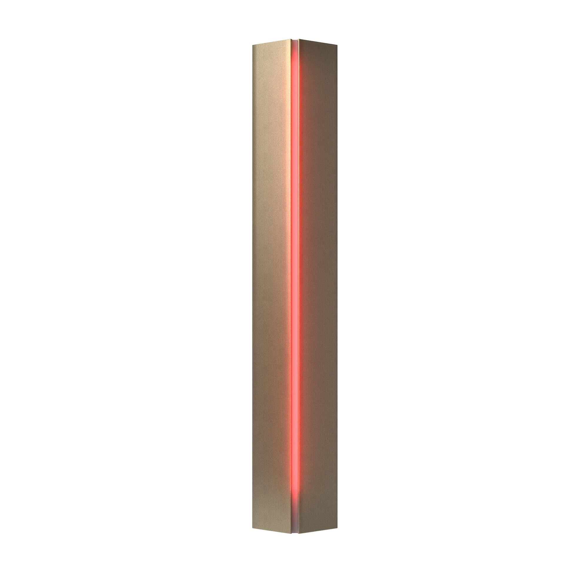 Shown in Soft Gold finish and Red  glass
