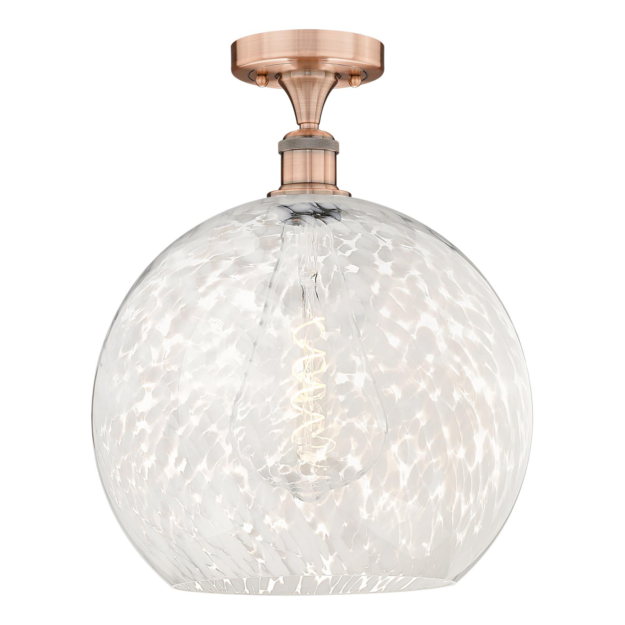 Shown in Antique Copper finish and White Mouchette glass