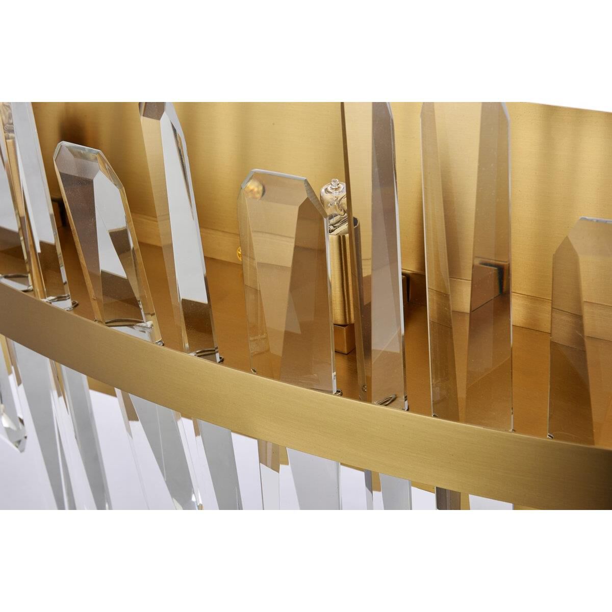 Shown in Satin Gold finish and Royal Cut crystal