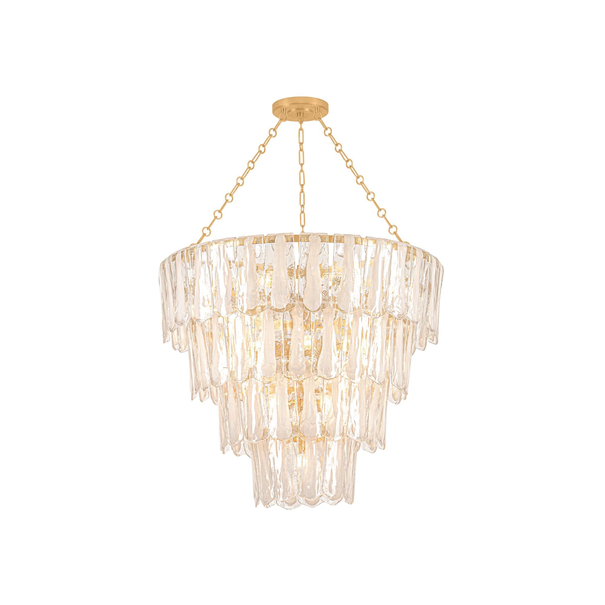 Shown in Vintage Gold Leaf finish and Piastre glass