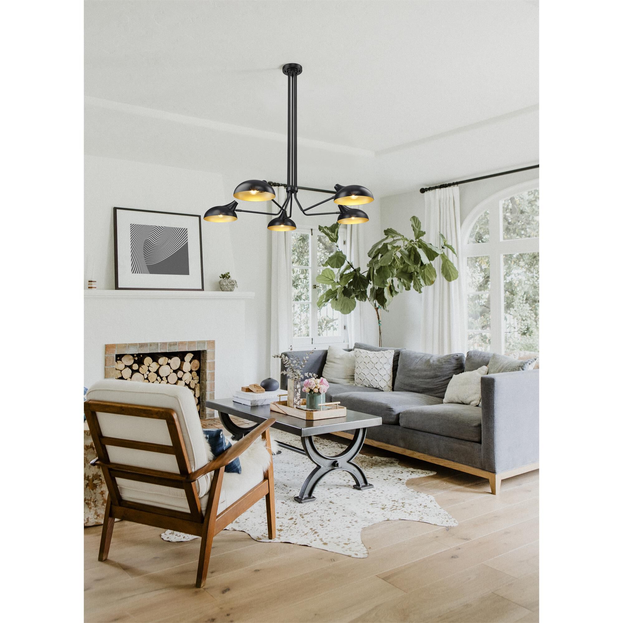 Shown in Matte Black finish and Matte Black Outer and Gold Inner Steel shade