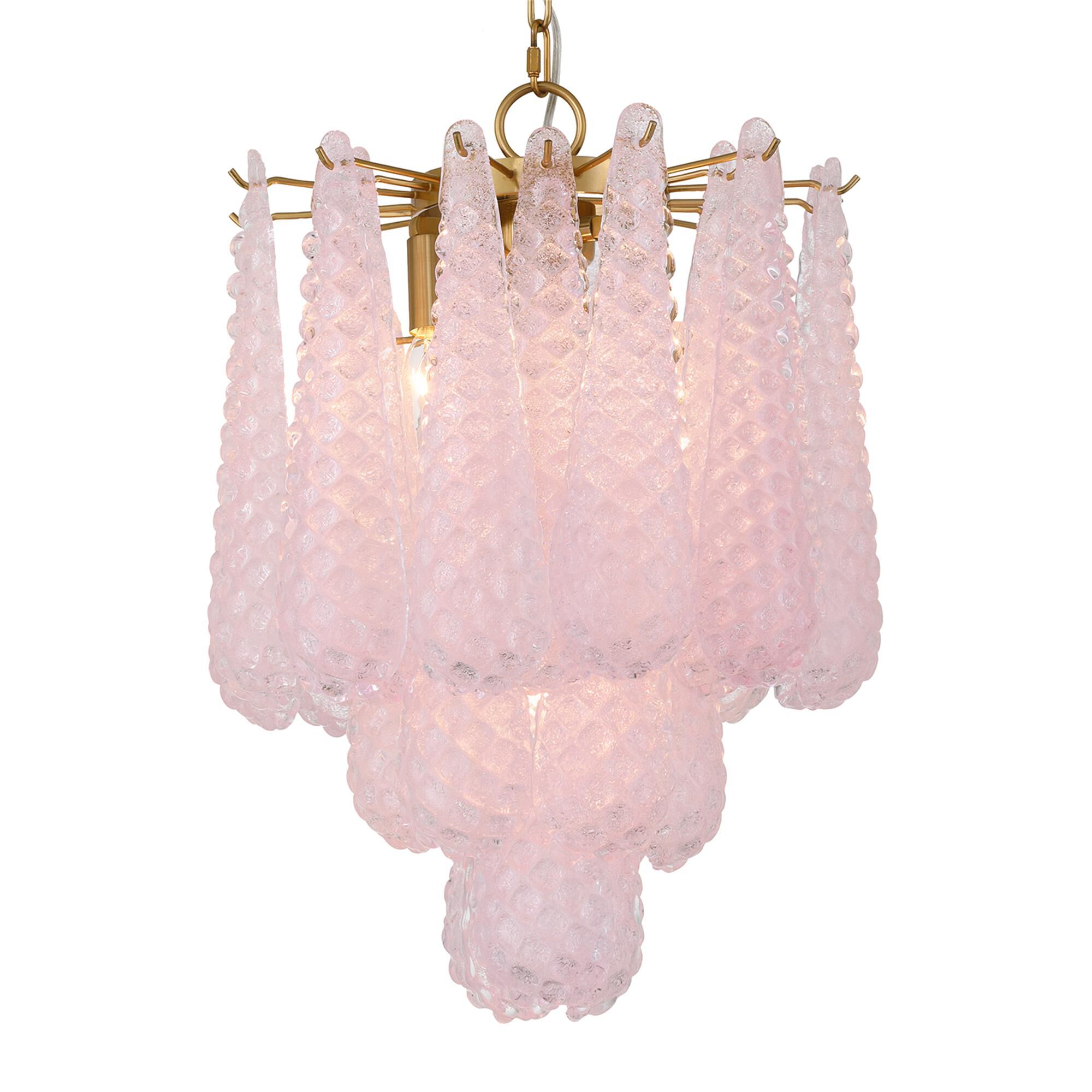 Shown in Aged Brass finish and Sand Blush glass