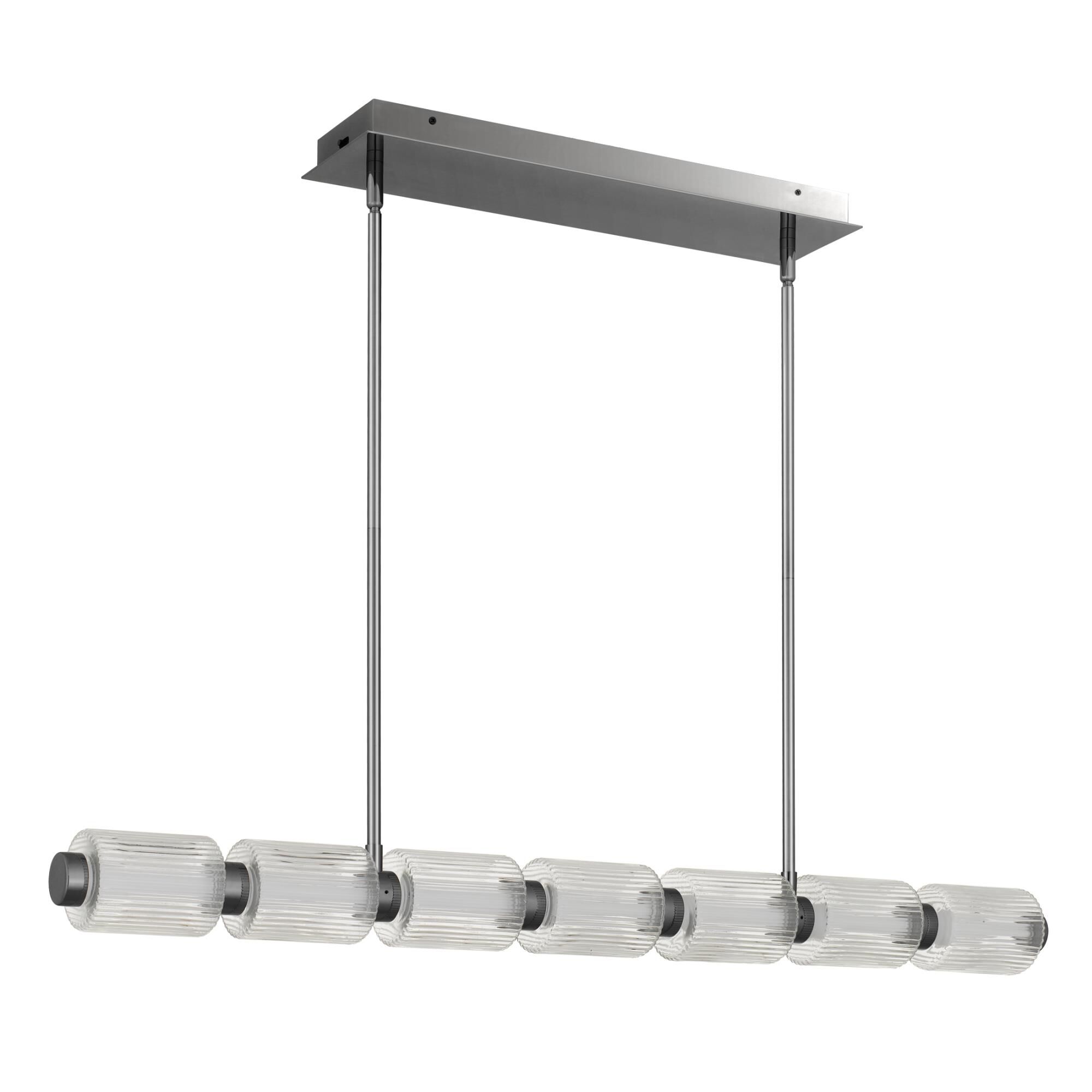 Shown in Black Chrome finish and Clear Ribbed Glass shade