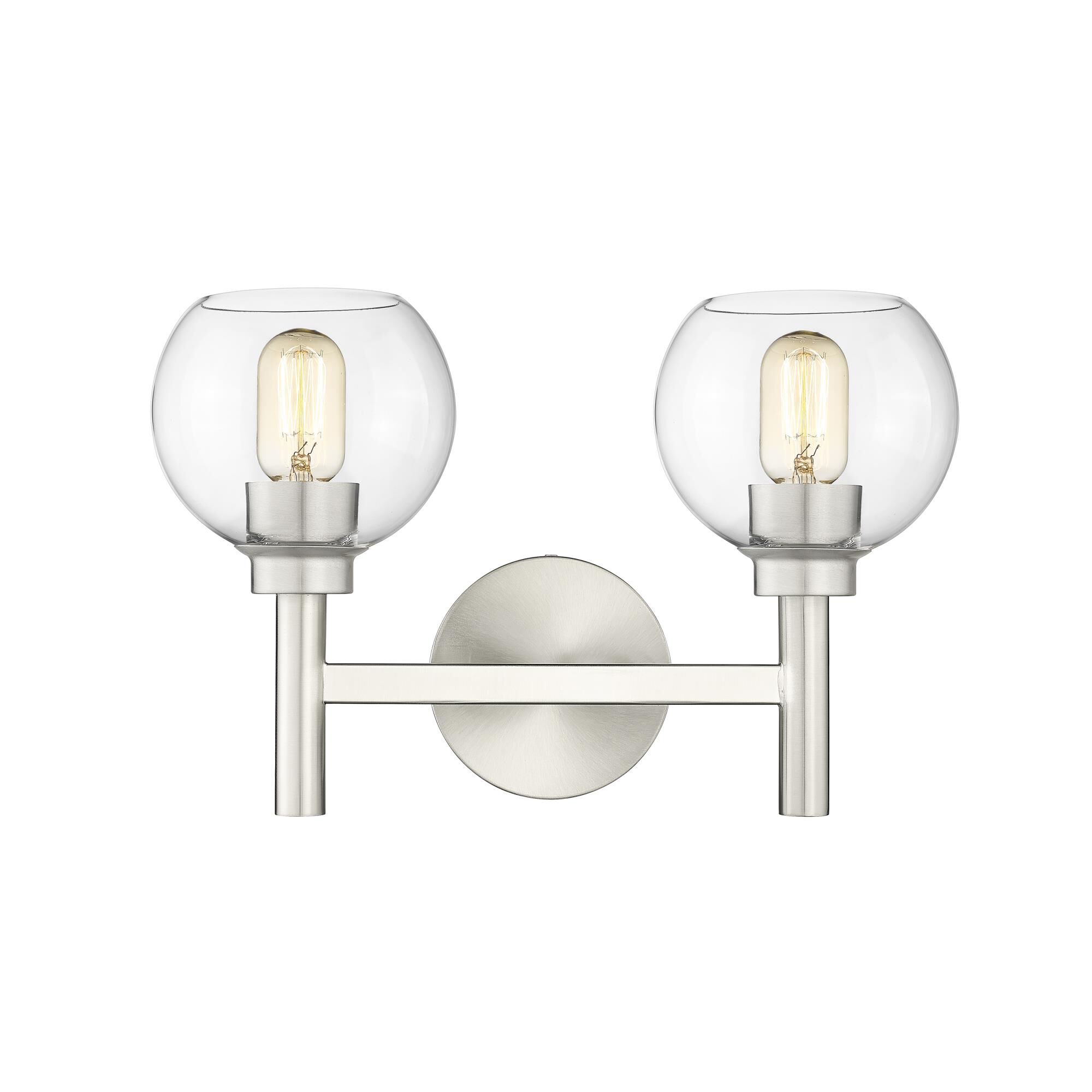 Shown in Brushed Nickel finish and Clear glass