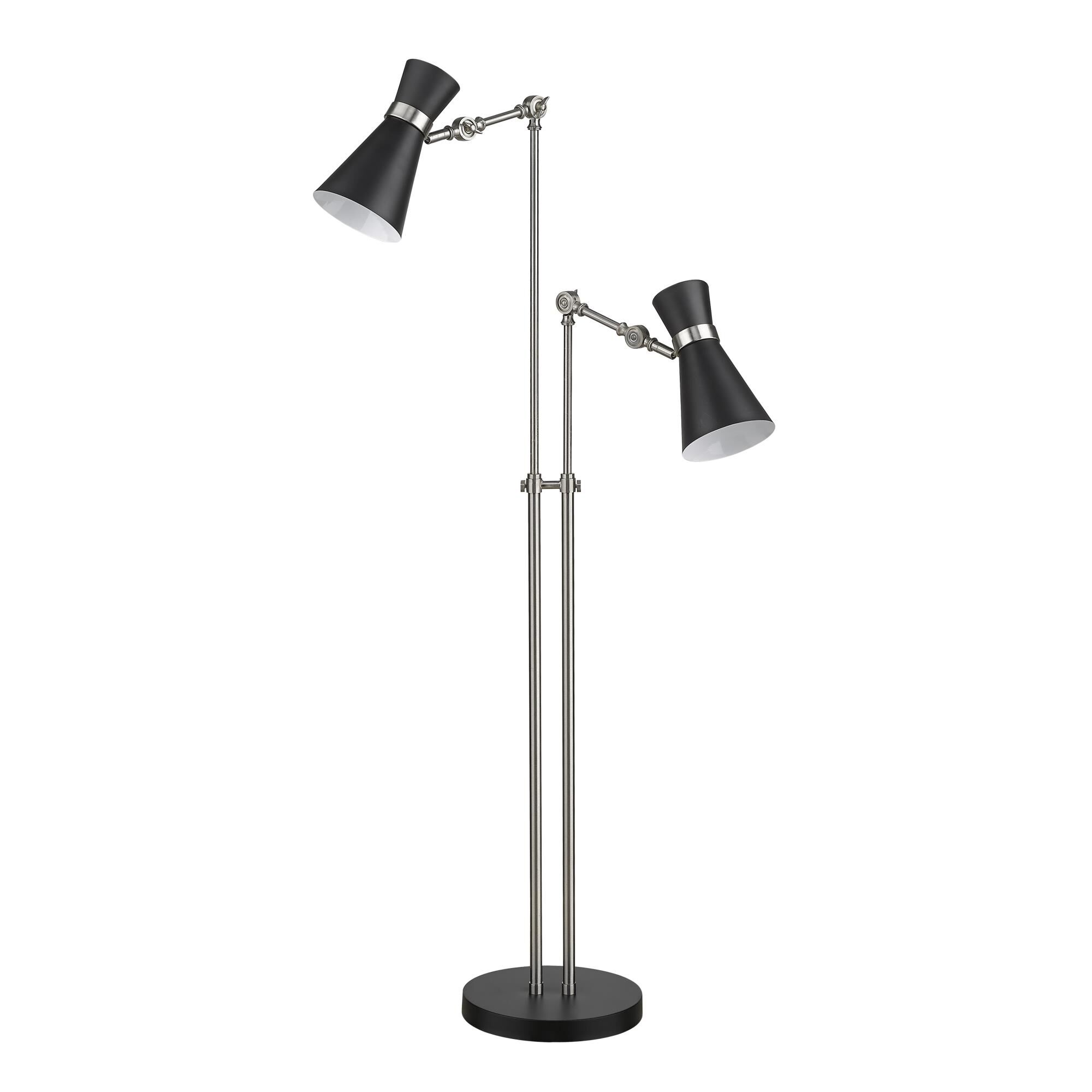 Shown in Matte Black + Brushed Nickel finish and Metal glass and Metal shade