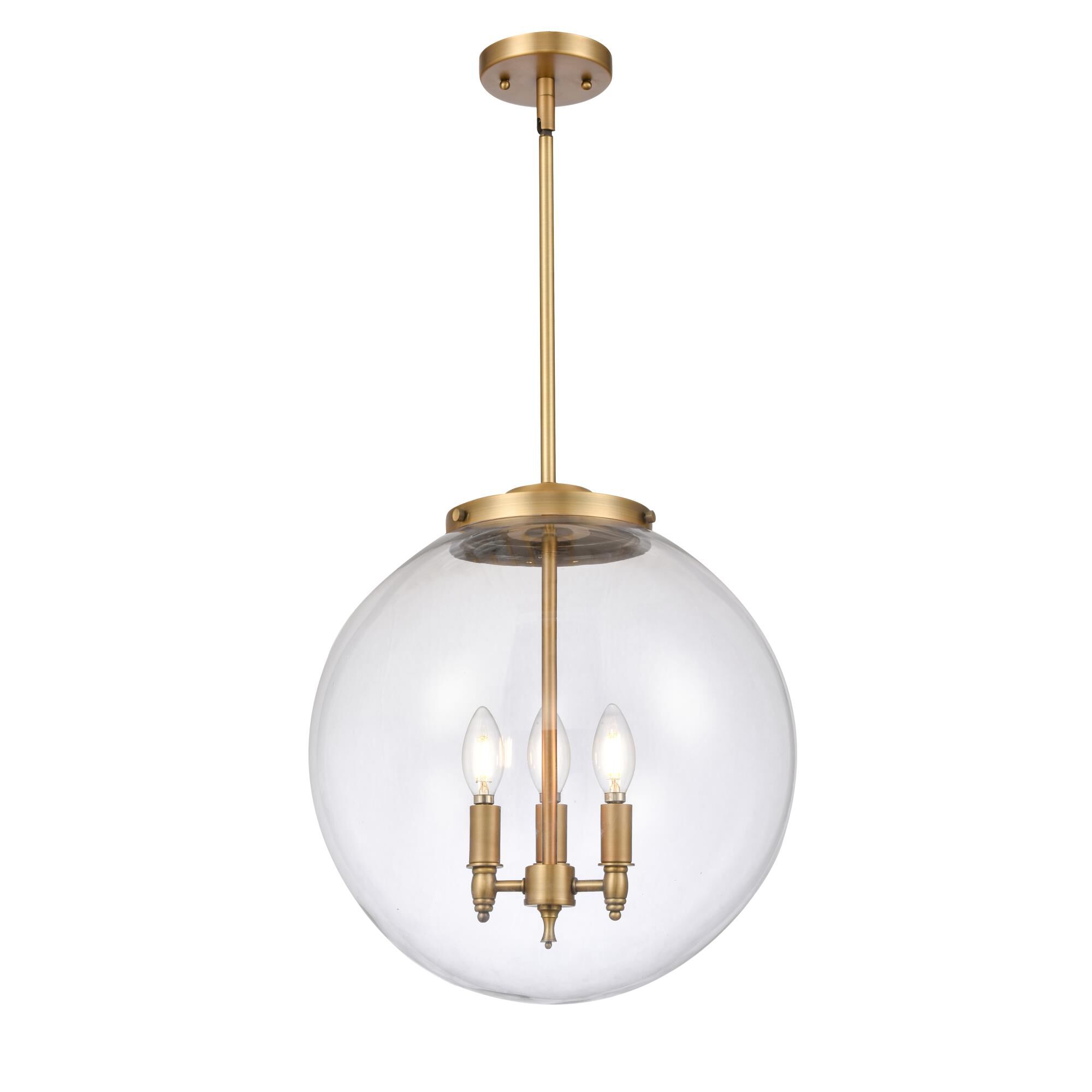 Shown in Brushed Brass finish and Clear glass
