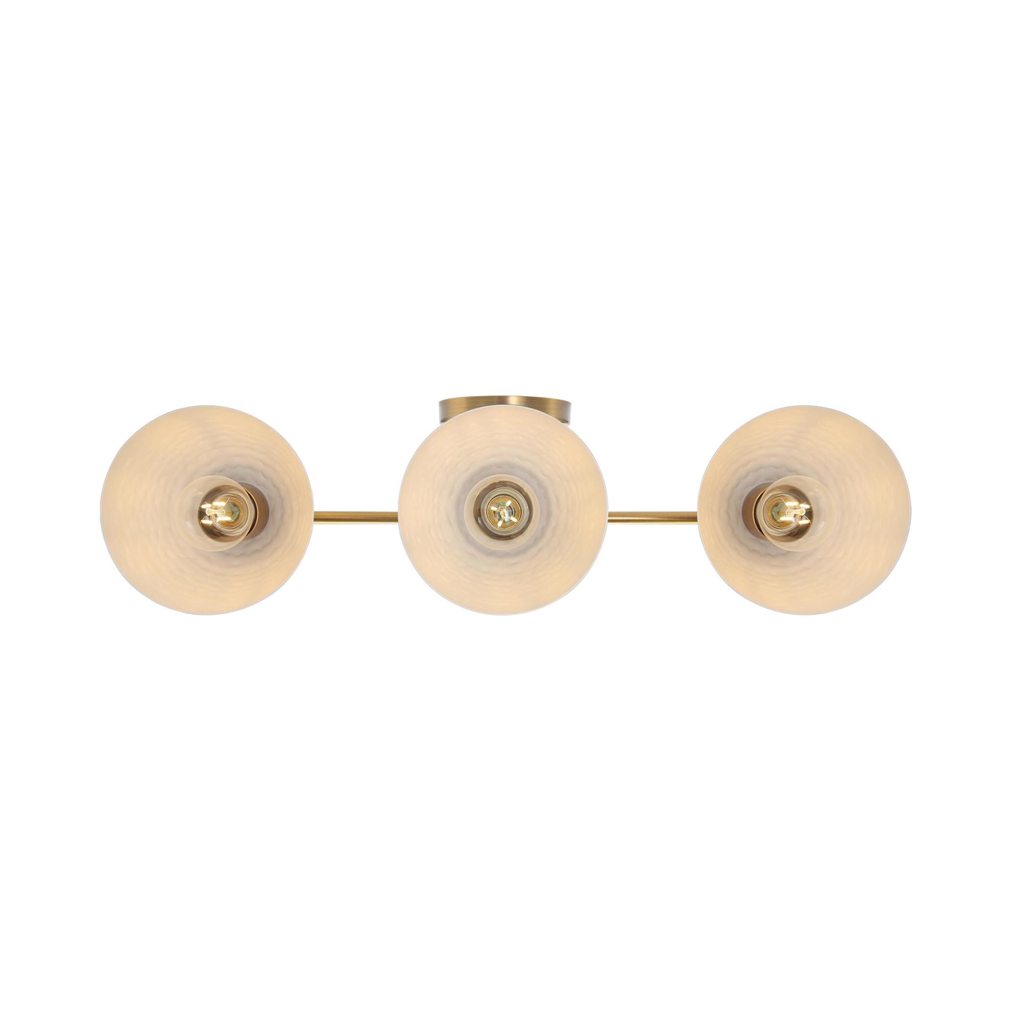 Shown in Modern Brass finish and Matte White shade