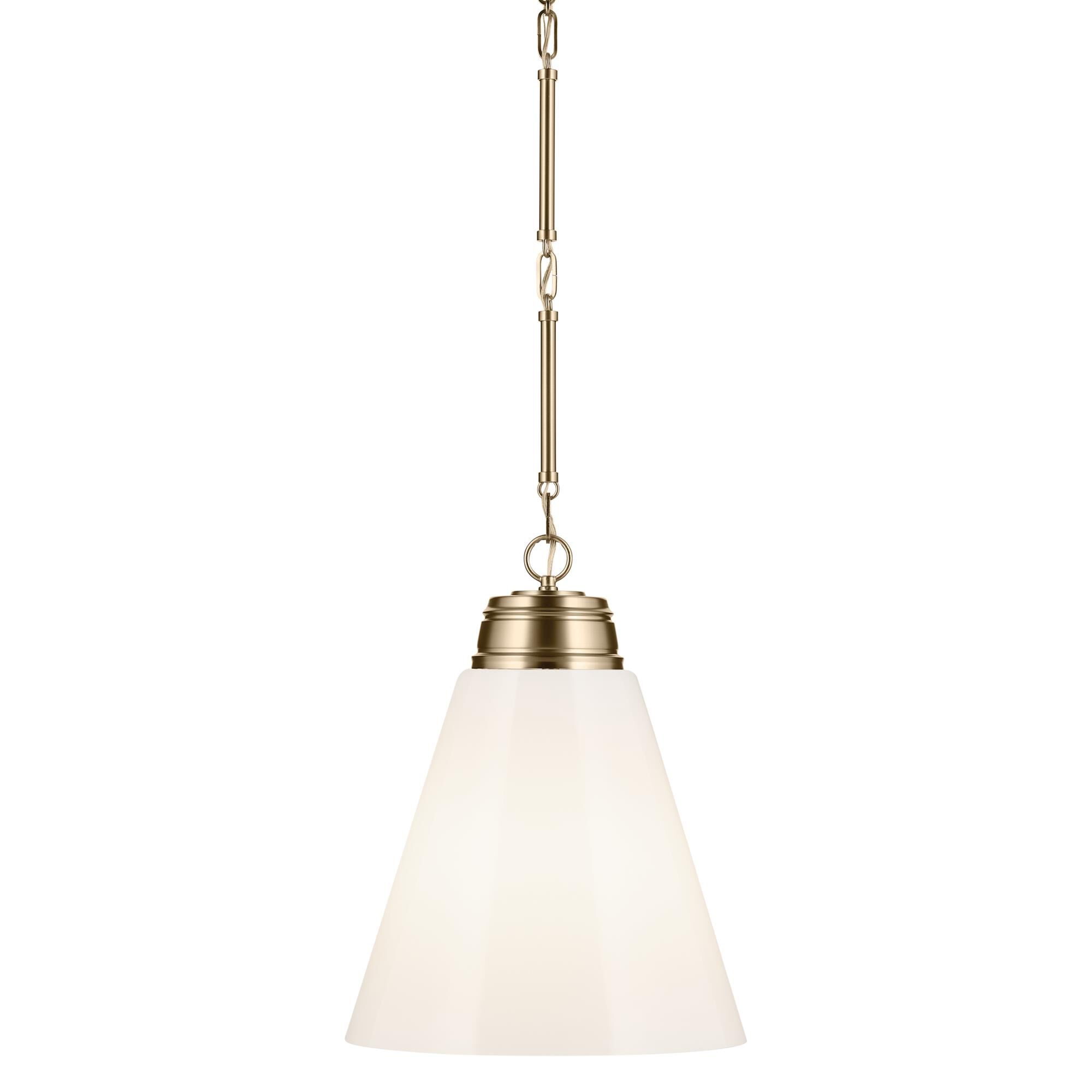 Shown in Champagne Bronze finish and Opal glass