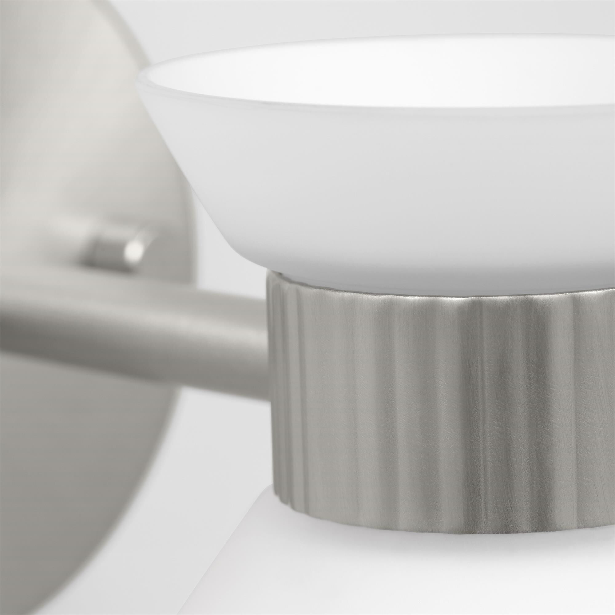 Shown in Brushed Steel finish and Etched White Glass s shade