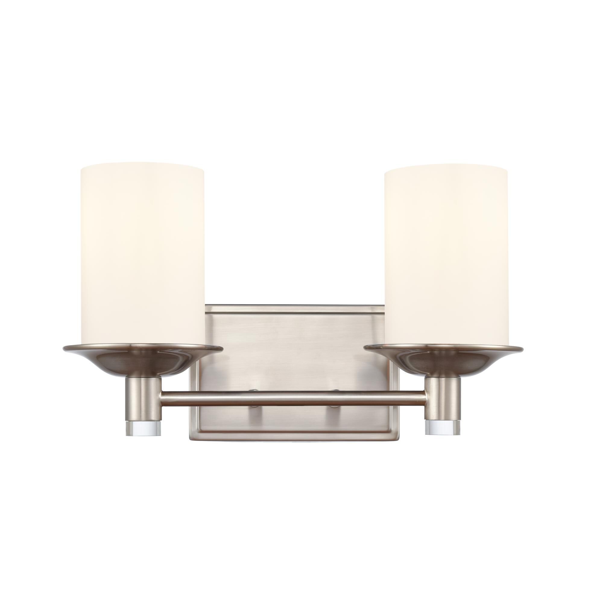 Shown in Satin Nickel finish and White Manhattan glass