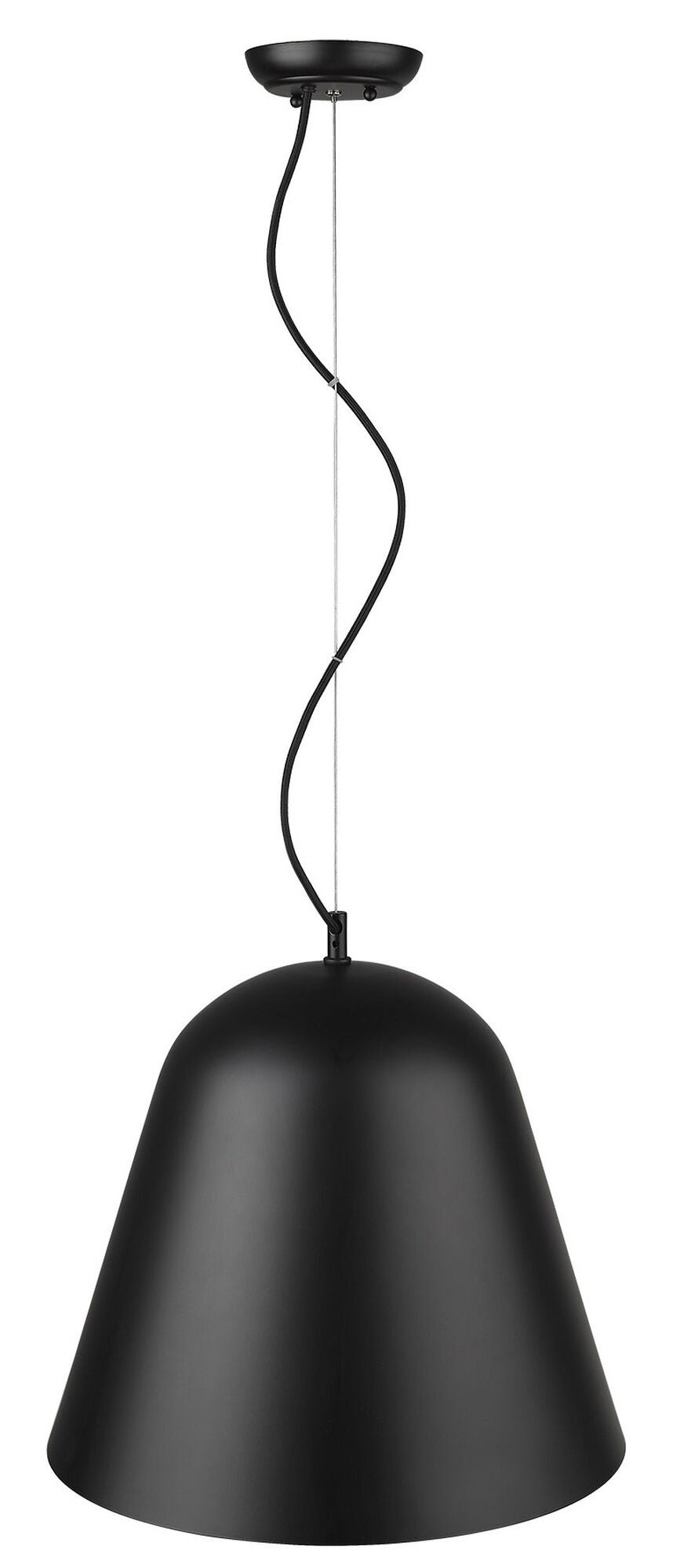 Shown in Matte Black finish and Matte Black glass and Black Metal Cone Shaped  W/ Copper Interior shade