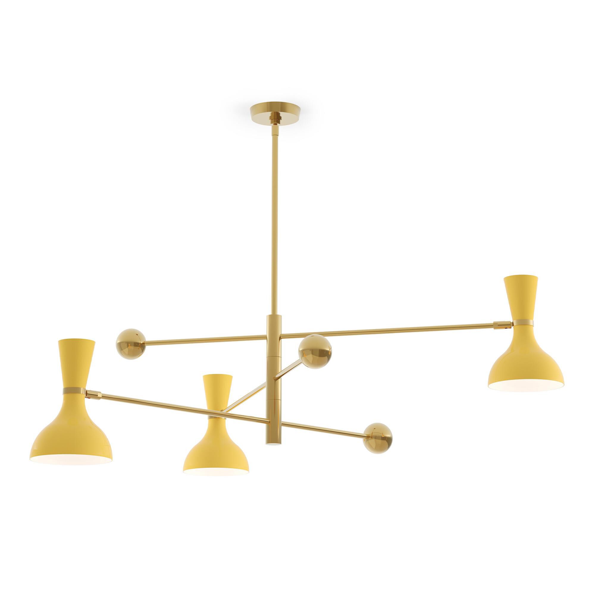 Shown in Modern Brass finish and Sunset shade