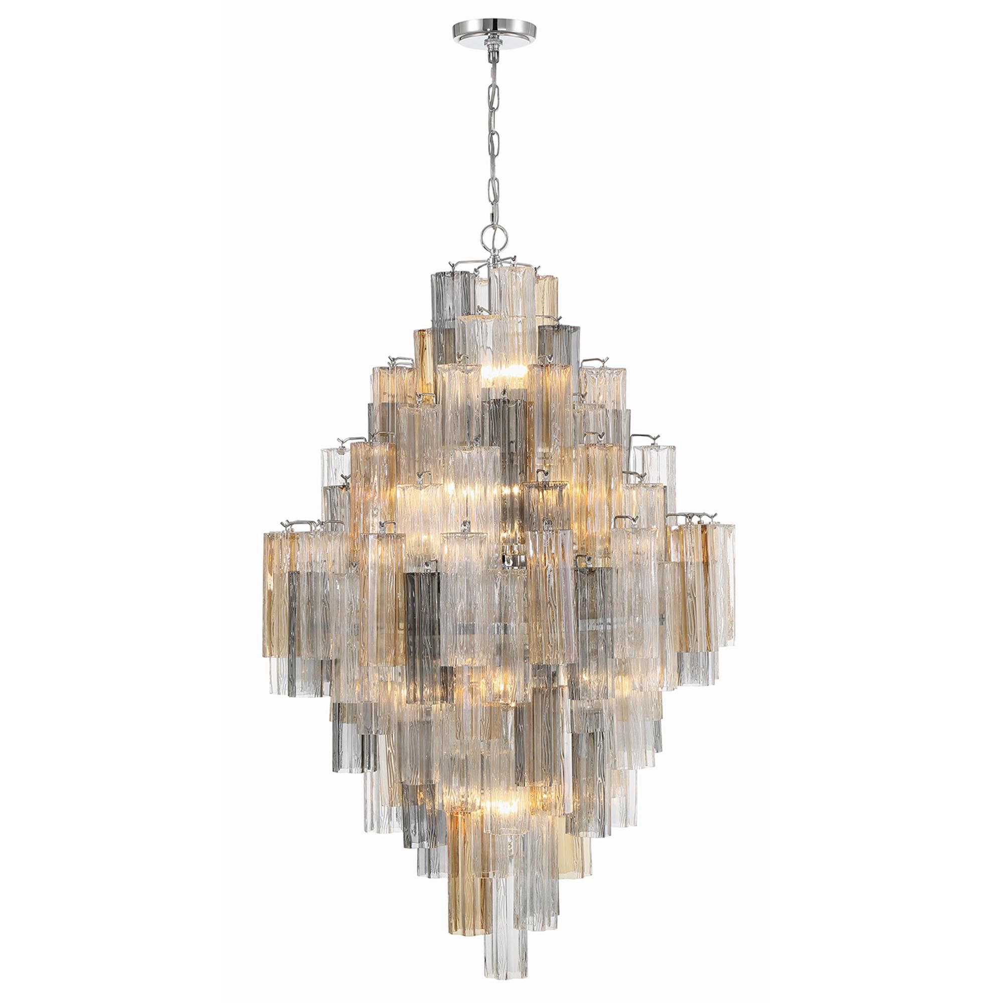 Shown in Polished Chrome finish and Tronchi Glass Autumn crystal